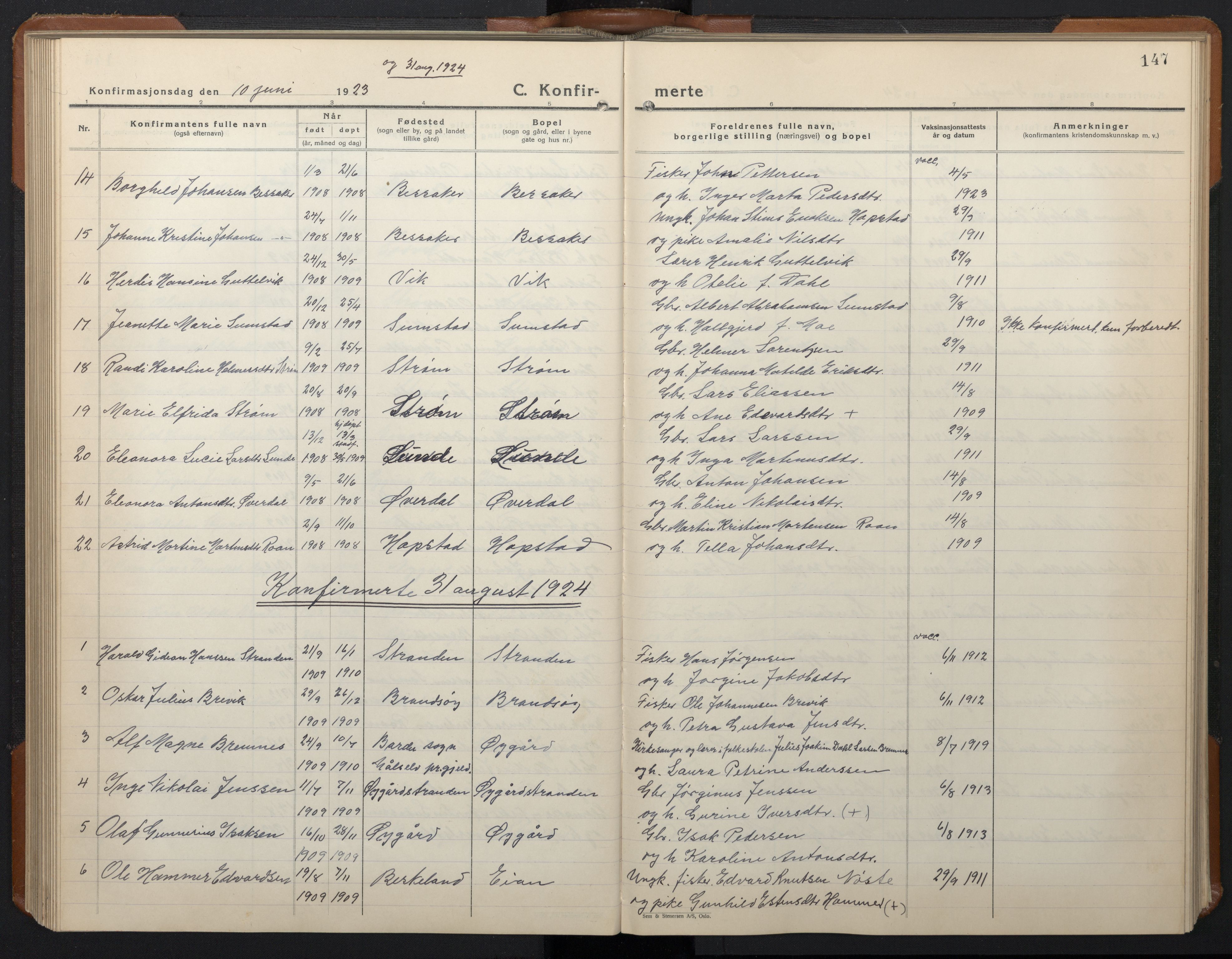 Ministerialprotokoller, klokkerbøker og fødselsregistre - Sør-Trøndelag, AV/SAT-A-1456/657/L0718: Parish register (copy) no. 657C05, 1923-1948, p. 147