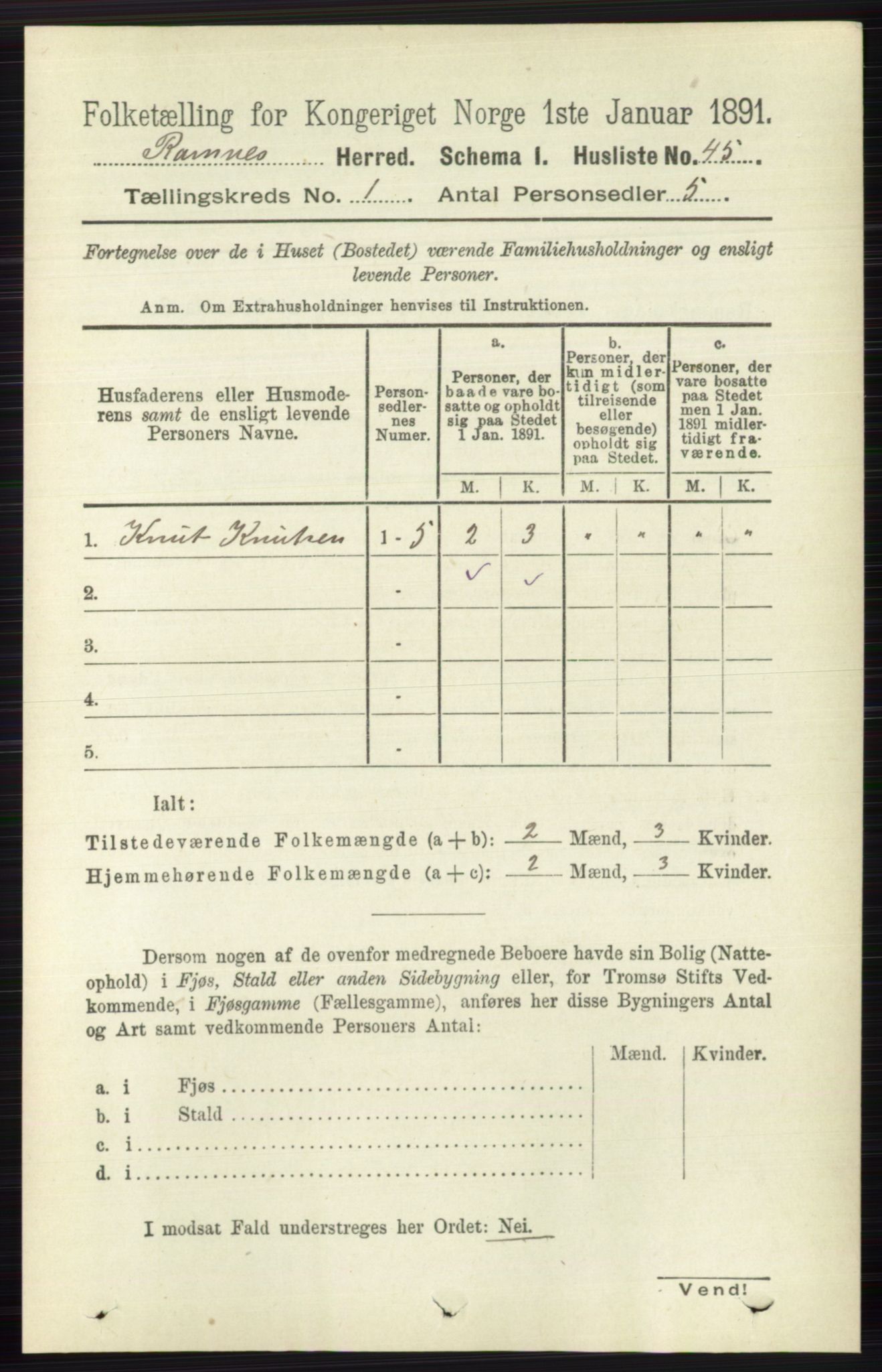 RA, 1891 census for 0718 Ramnes, 1891, p. 72