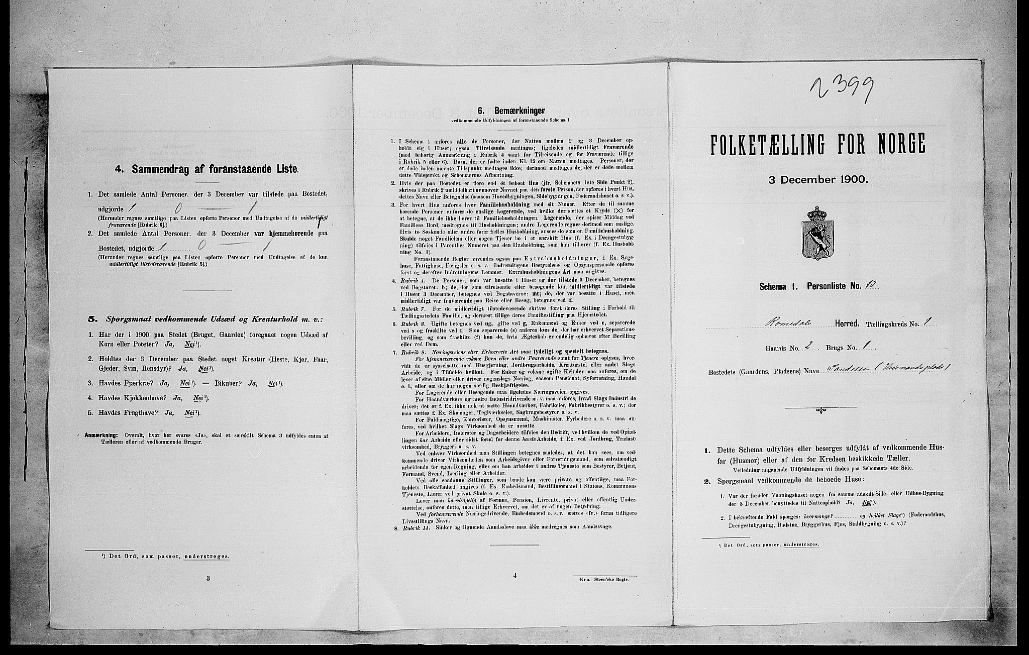 SAH, 1900 census for Romedal, 1900, p. 164