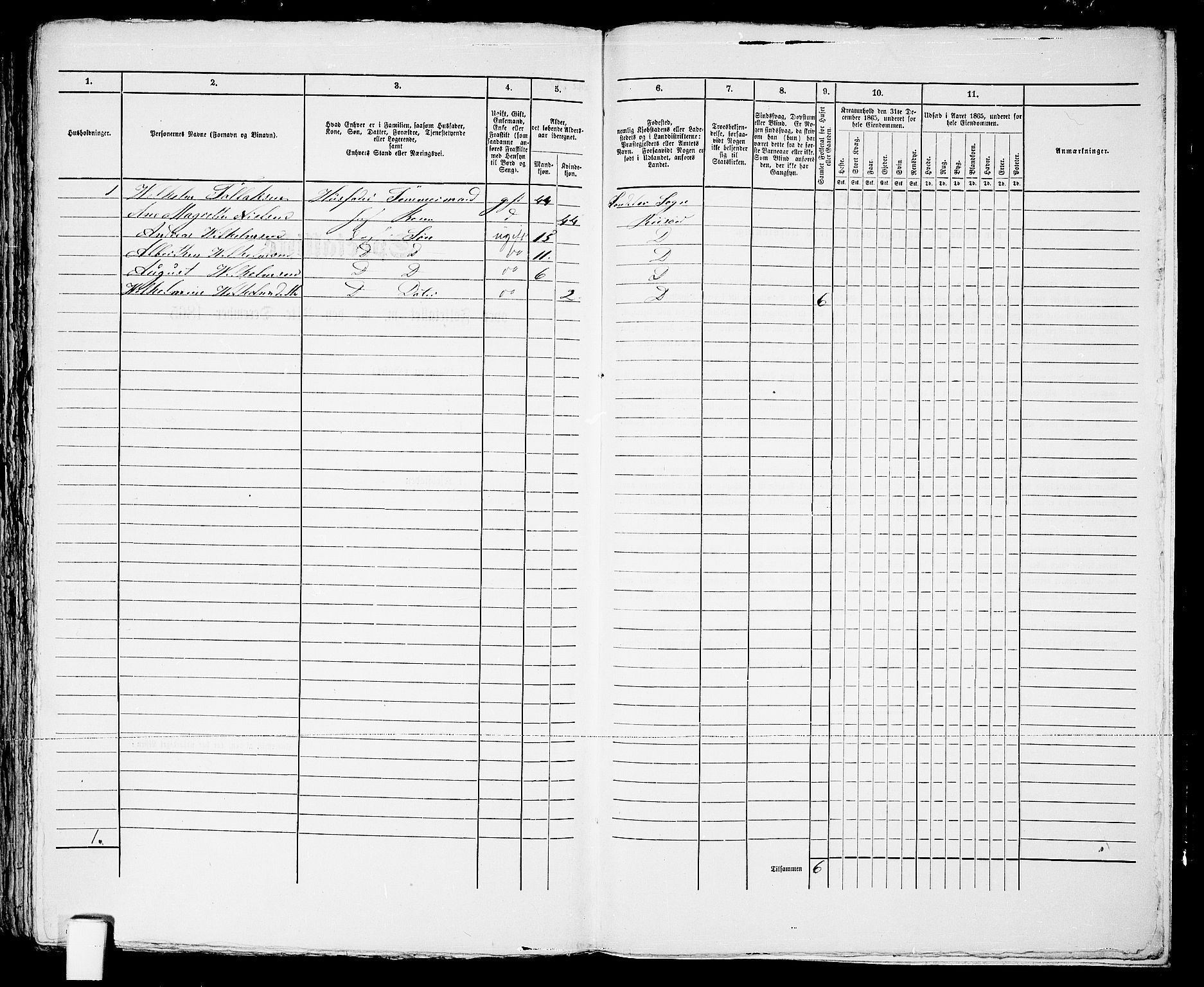 RA, 1865 census for Risør/Risør, 1865, p. 342