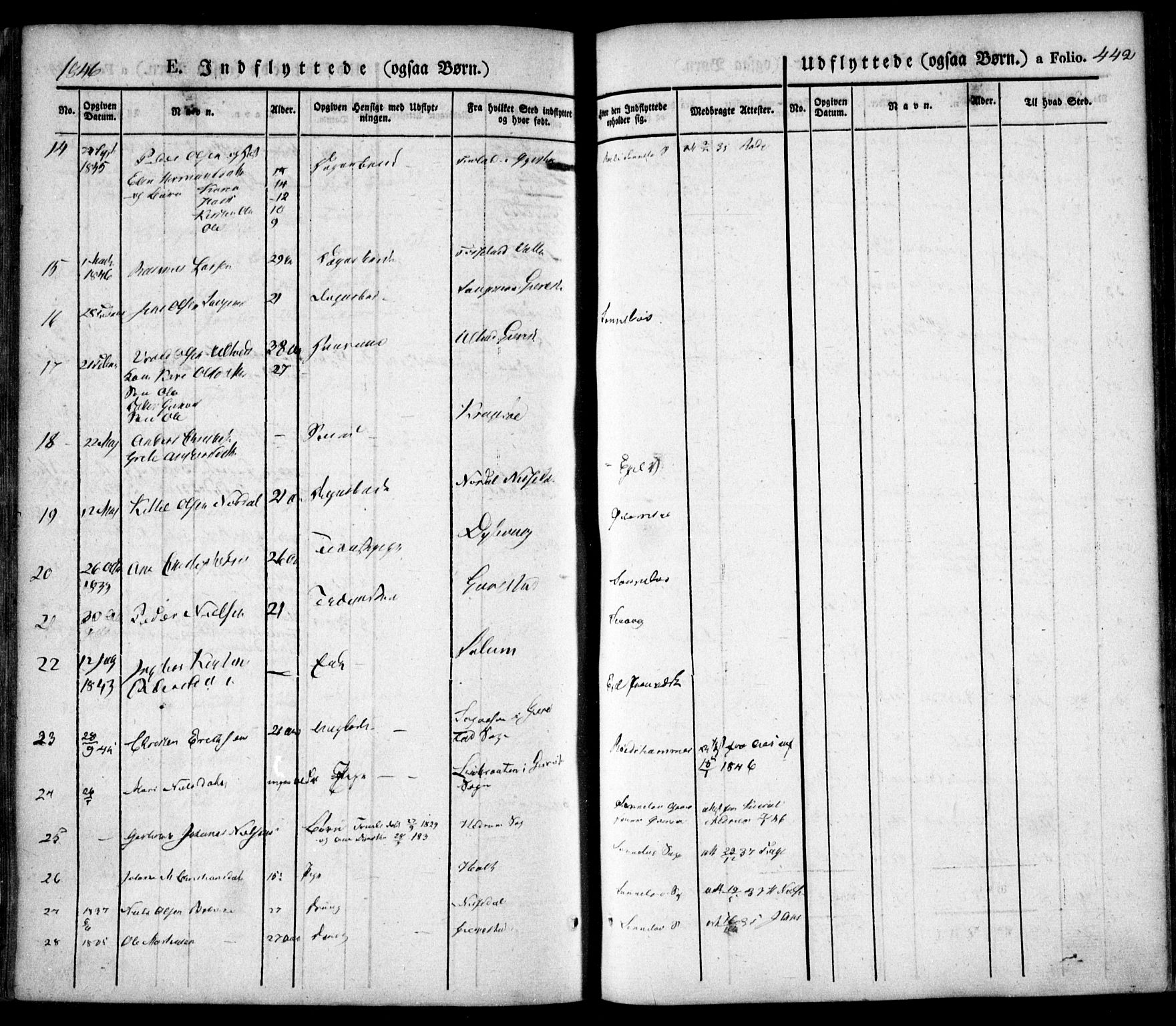 Søndeled sokneprestkontor, SAK/1111-0038/F/Fa/L0002: Parish register (official) no. A 2, 1839-1860, p. 442