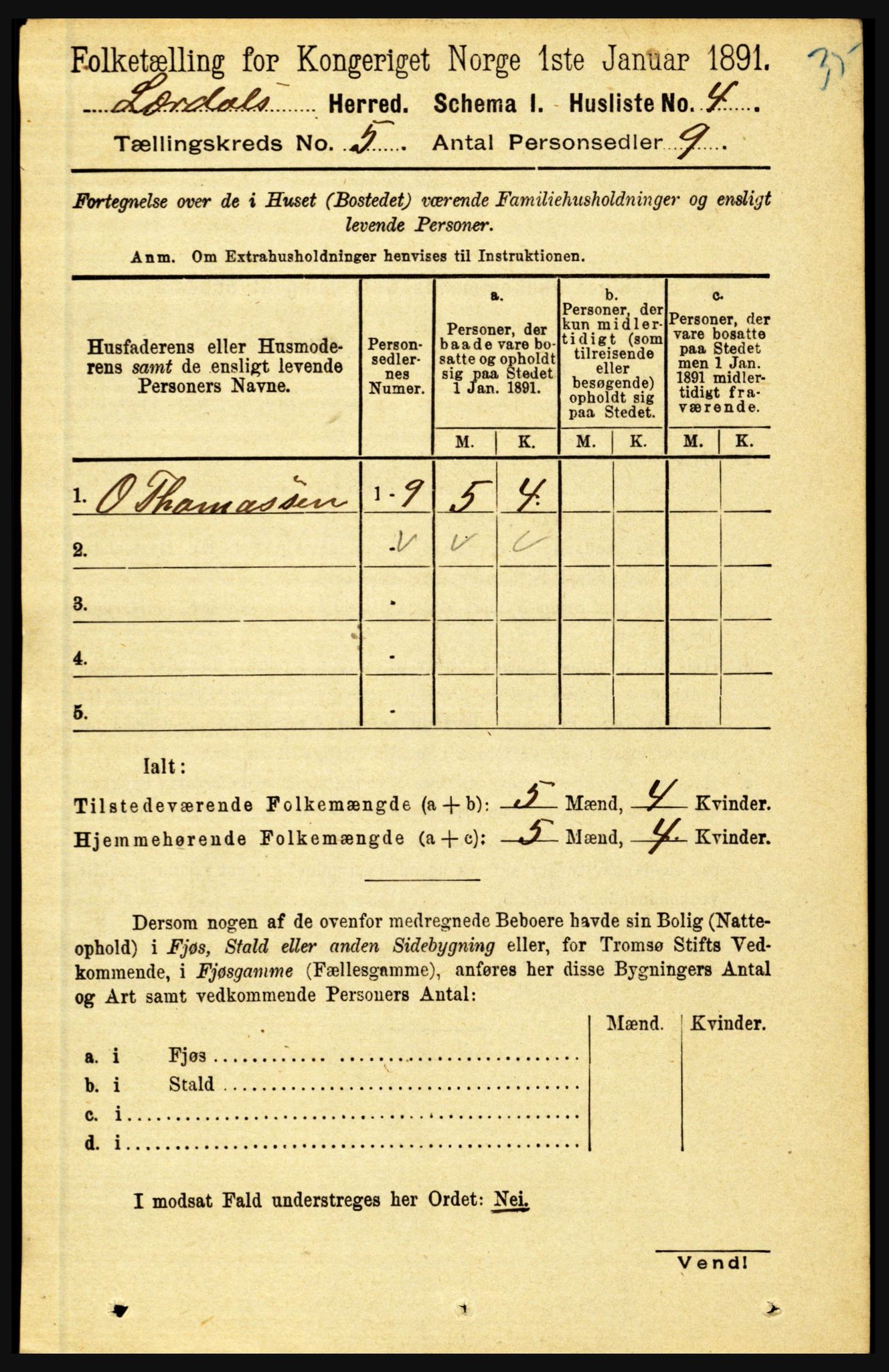 RA, 1891 census for 1422 Lærdal, 1891, p. 27