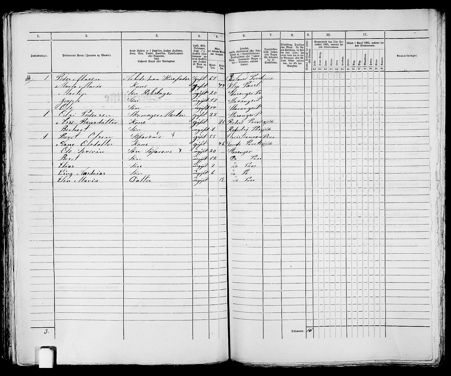 RA, 1865 census for Stavanger, 1865, p. 2278