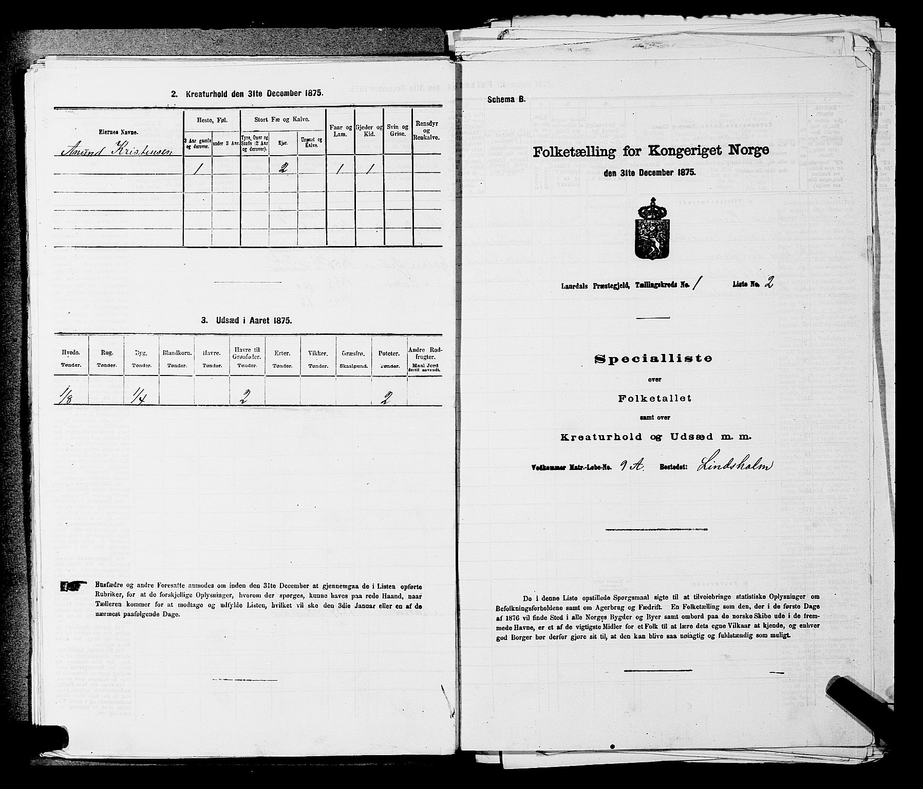 SAKO, 1875 census for 0728P Lardal, 1875, p. 84