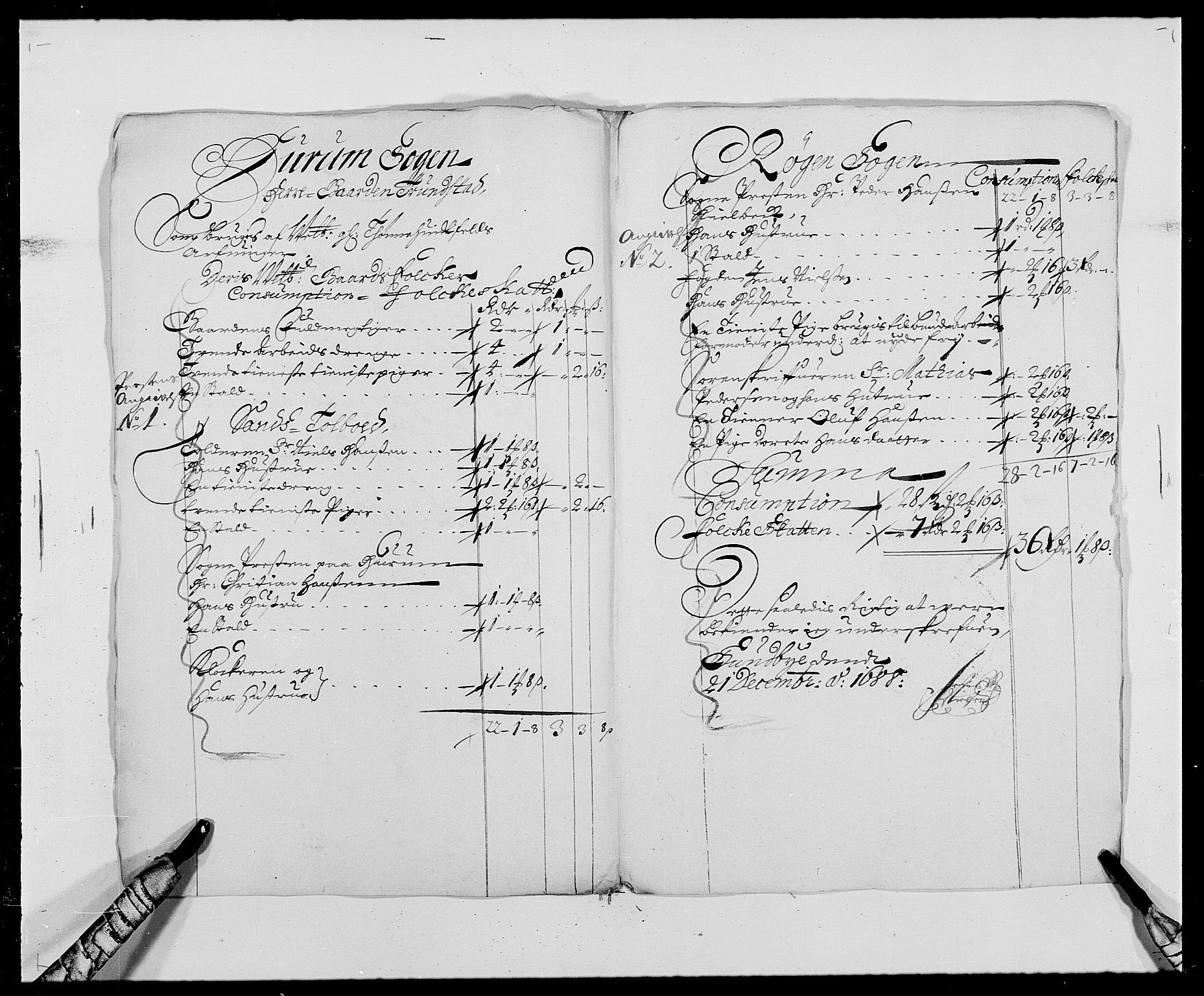 Rentekammeret inntil 1814, Reviderte regnskaper, Fogderegnskap, RA/EA-4092/R29/L1693: Fogderegnskap Hurum og Røyken, 1688-1693, p. 68
