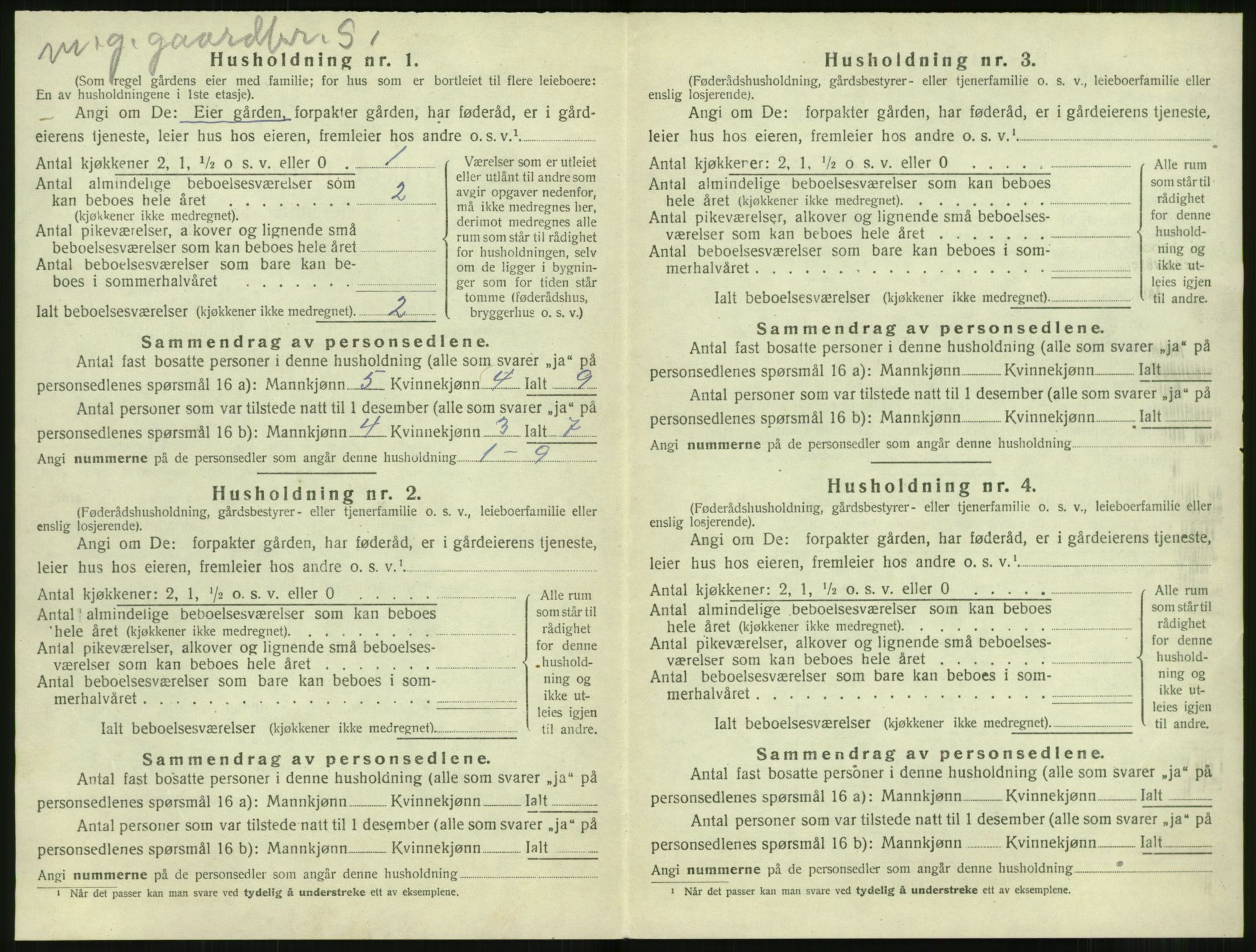 SAT, 1920 census for Sunnylven, 1920, p. 435