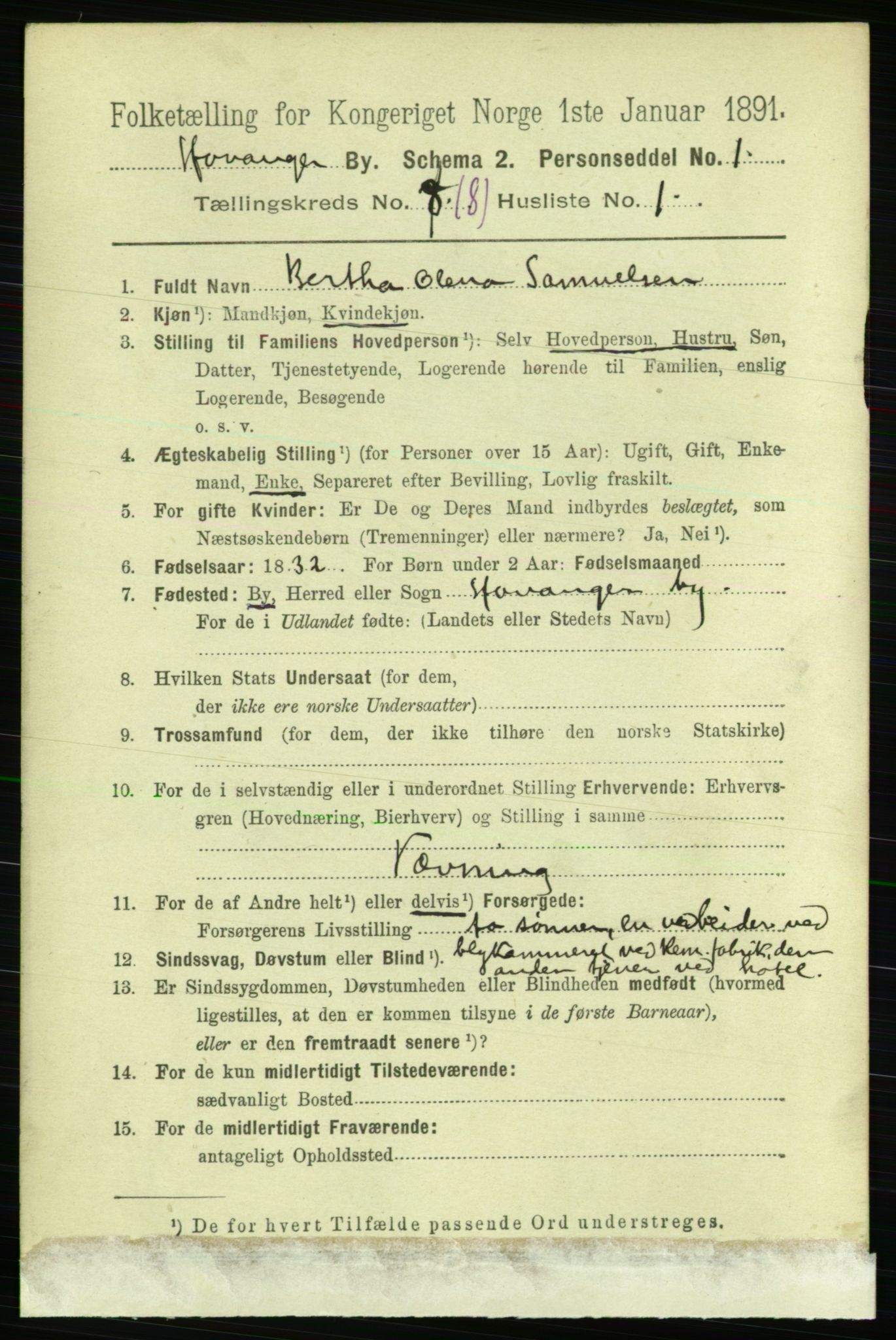 RA, 1891 census for 1103 Stavanger, 1891, p. 11980