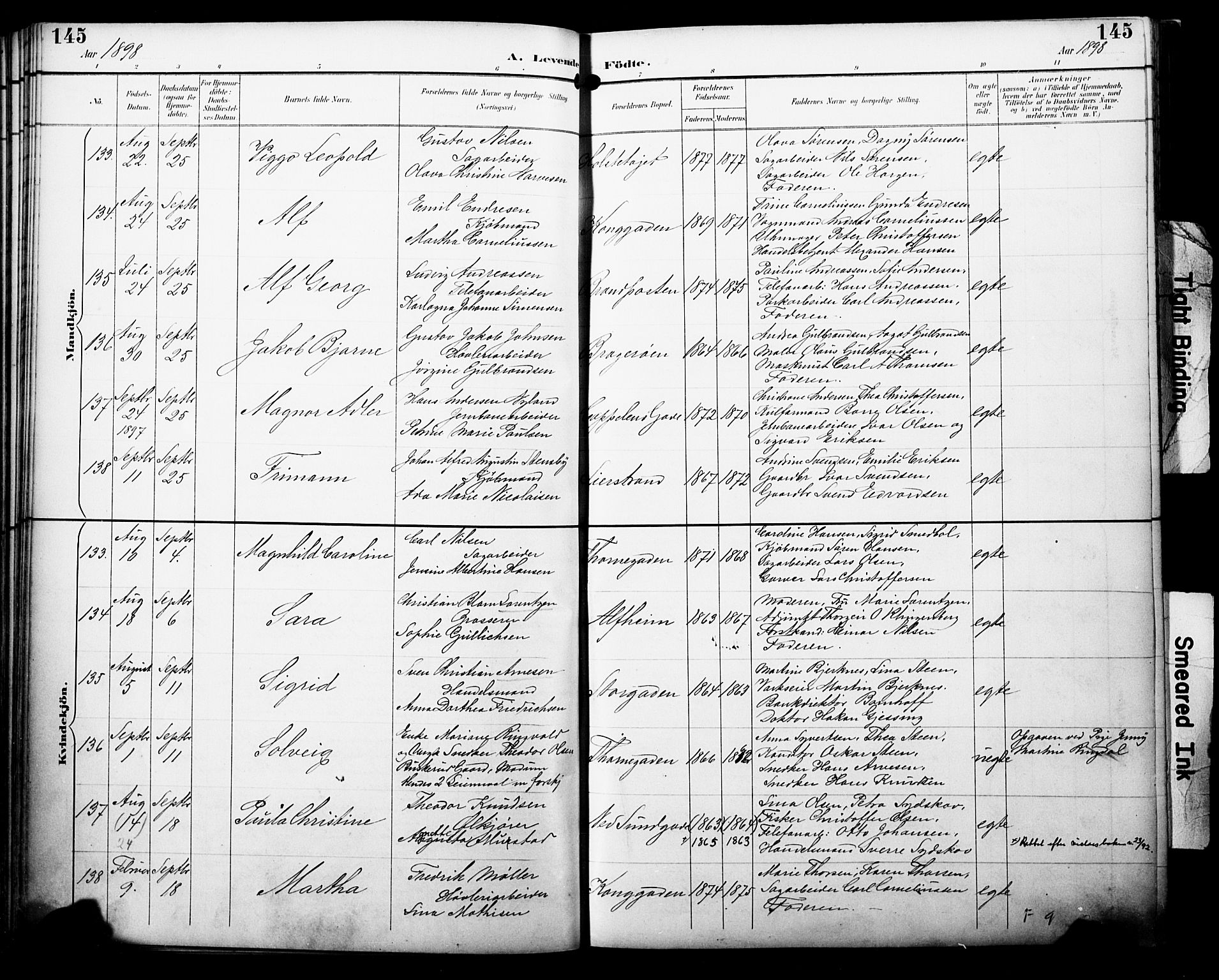 Bragernes kirkebøker, SAKO/A-6/F/Fb/L0008: Parish register (official) no. II 8, 1894-1902, p. 145