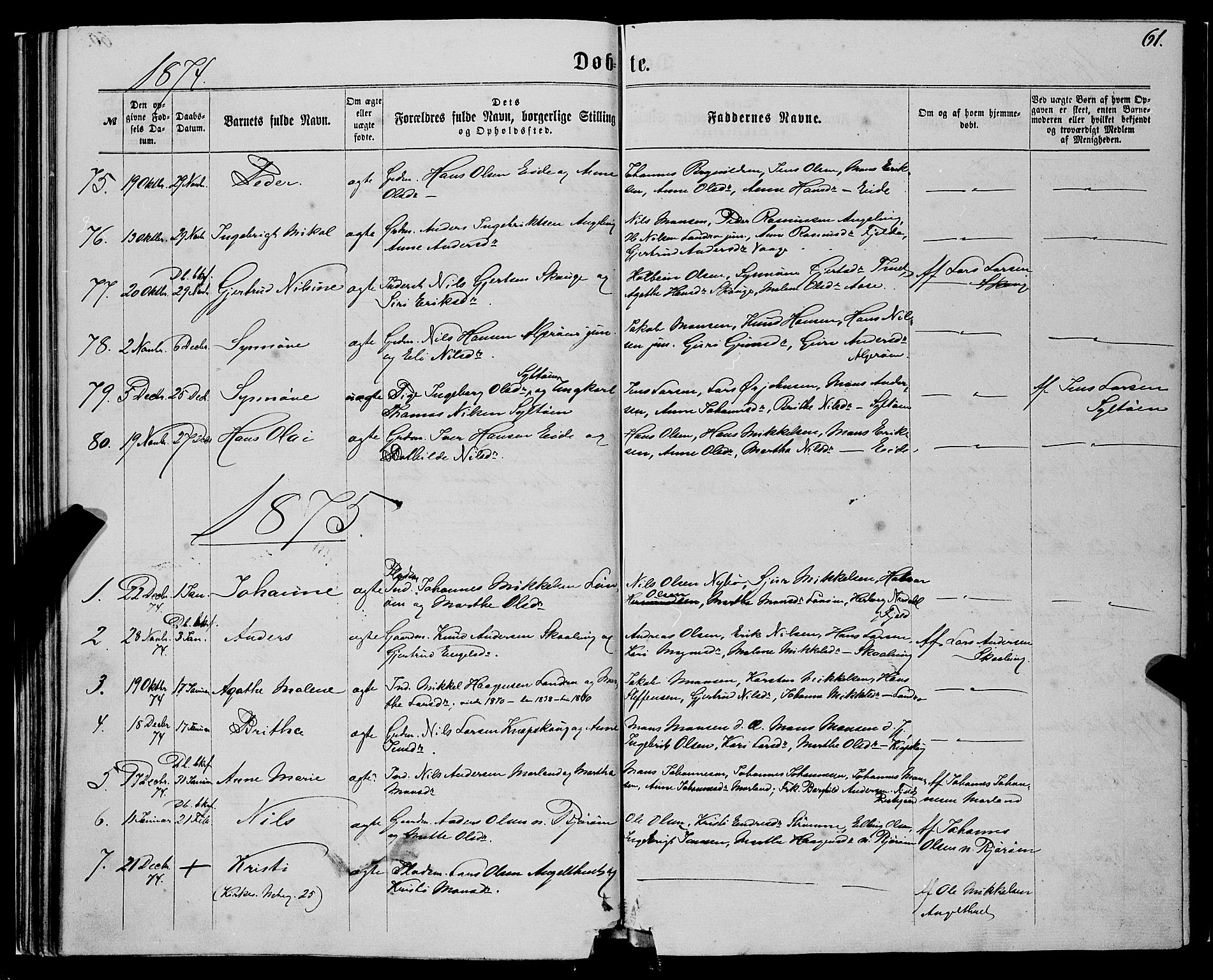 Fjell sokneprestembete, SAB/A-75301/H/Haa: Parish register (official) no. A 3, 1864-1877, p. 61