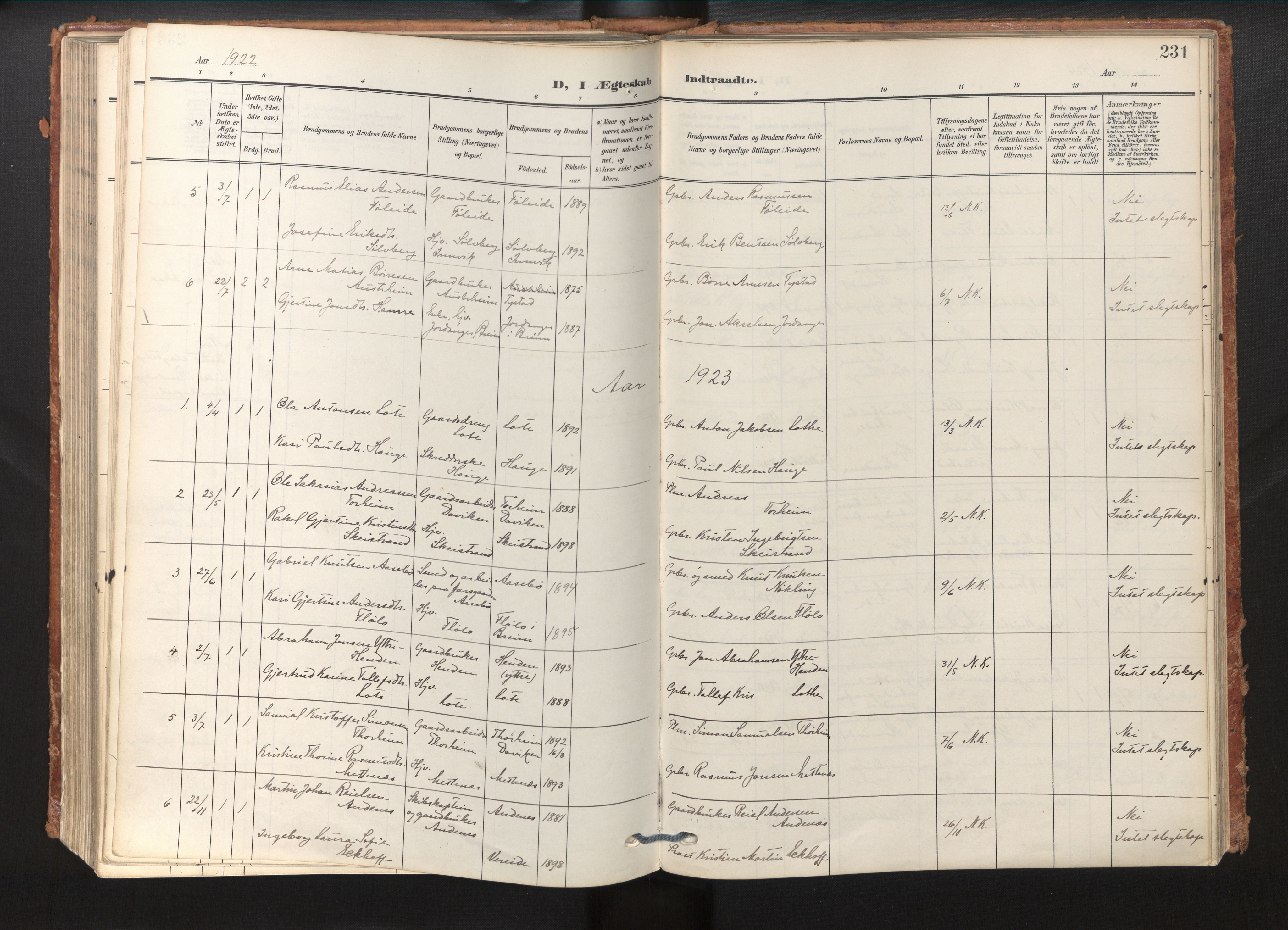 Gloppen sokneprestembete, AV/SAB-A-80101/H/Haa/Haab/L0002: Parish register (official) no. B 2, 1906-1932, p. 230b-231a