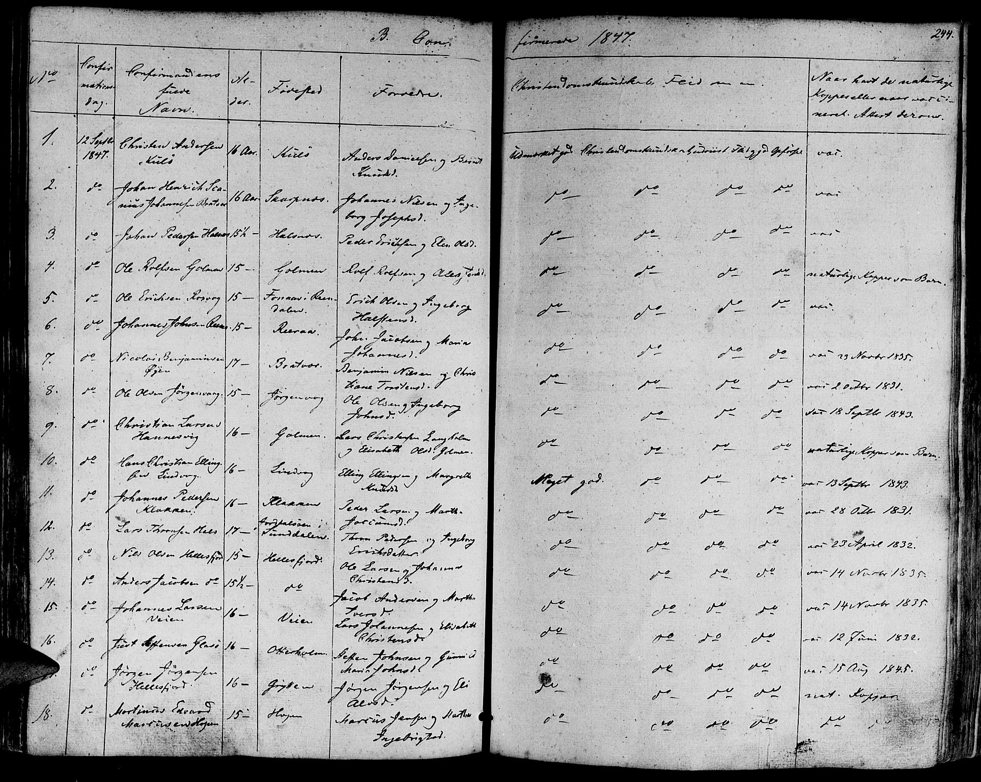 Ministerialprotokoller, klokkerbøker og fødselsregistre - Møre og Romsdal, AV/SAT-A-1454/581/L0936: Parish register (official) no. 581A04, 1836-1852, p. 244