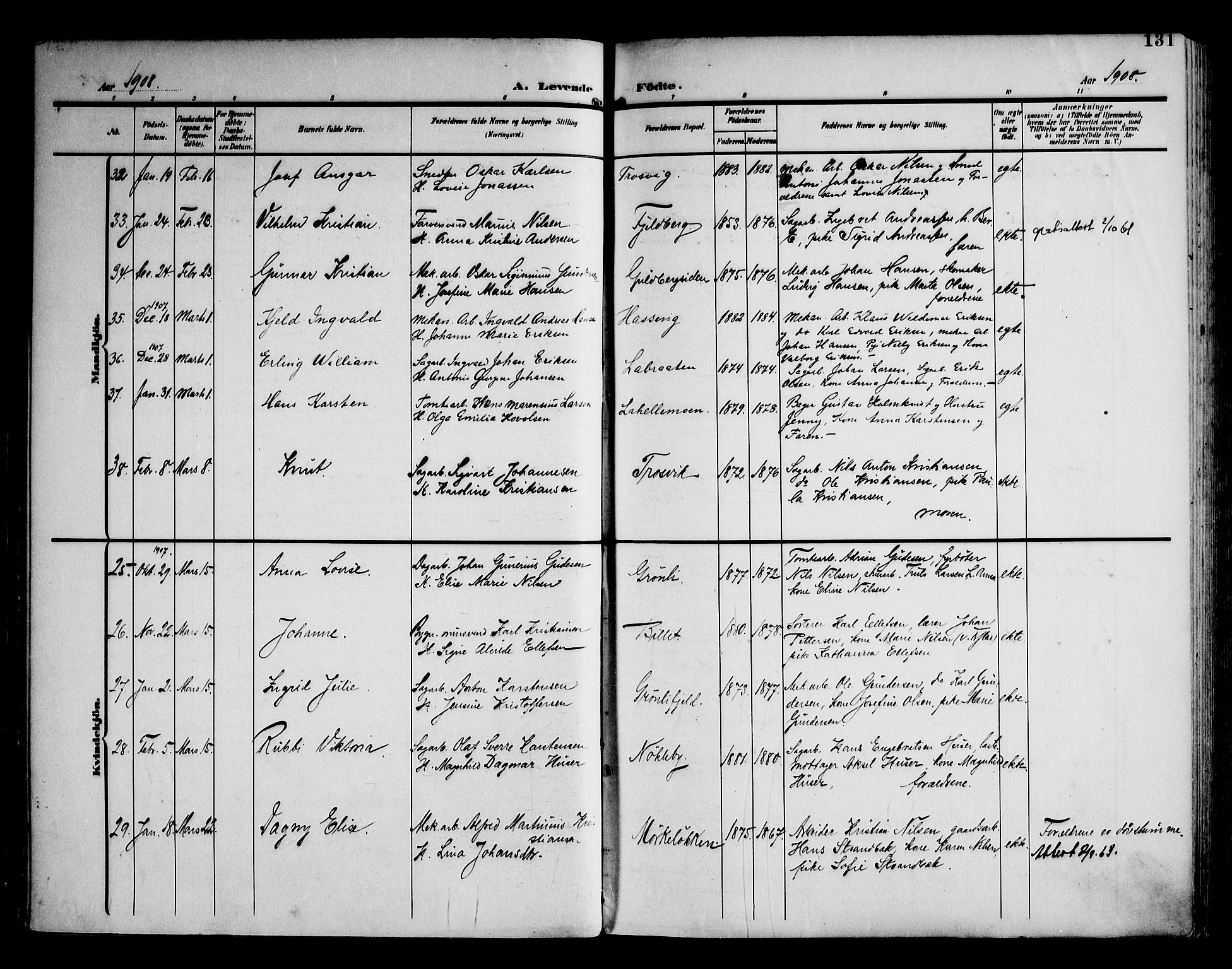 Glemmen prestekontor Kirkebøker, AV/SAO-A-10908/F/Fa/L0014: Parish register (official) no. 14, 1902-1922, p. 131