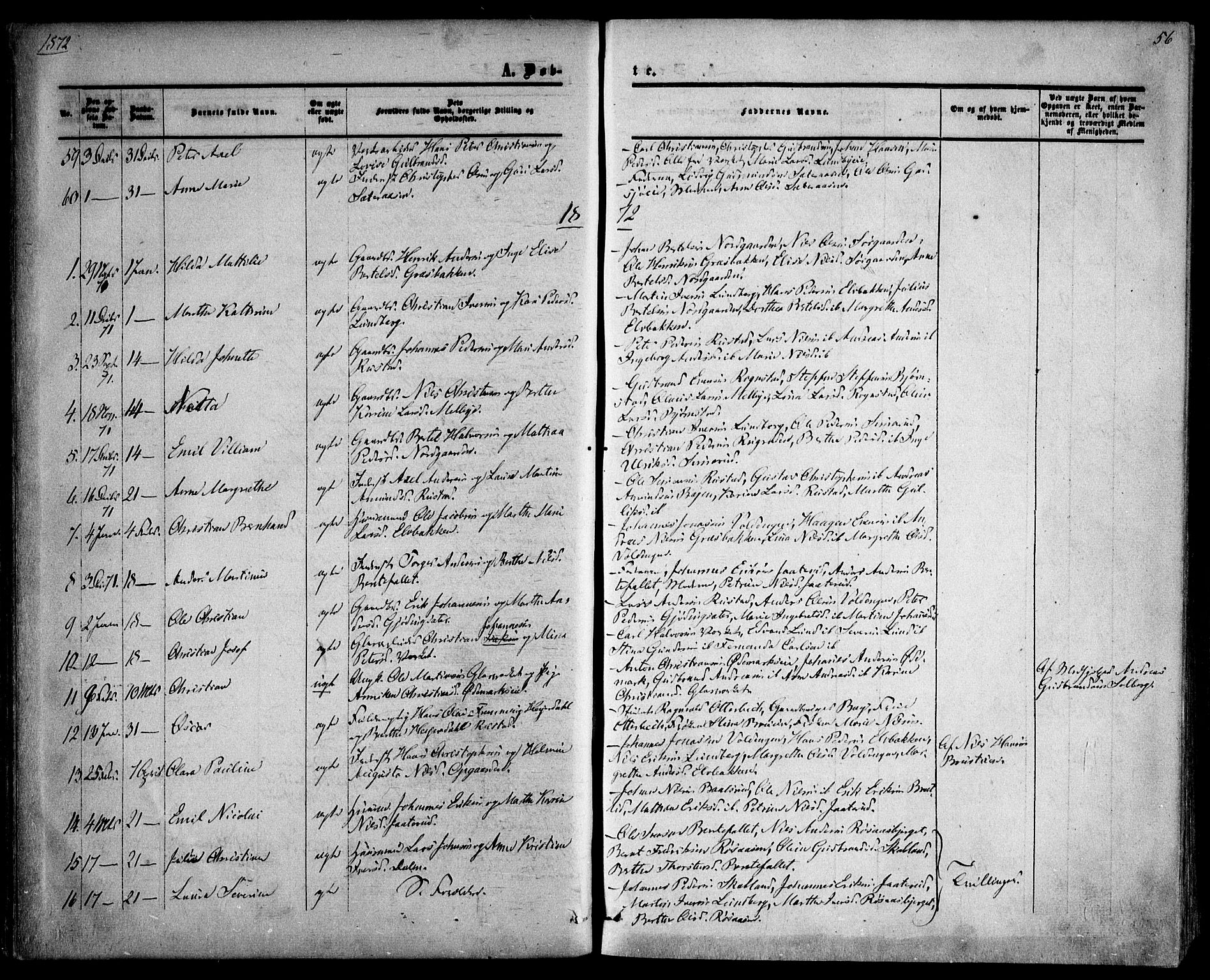 Hurdal prestekontor Kirkebøker, AV/SAO-A-10889/F/Fa/L0006: Parish register (official) no. I 6, 1860-1877, p. 56
