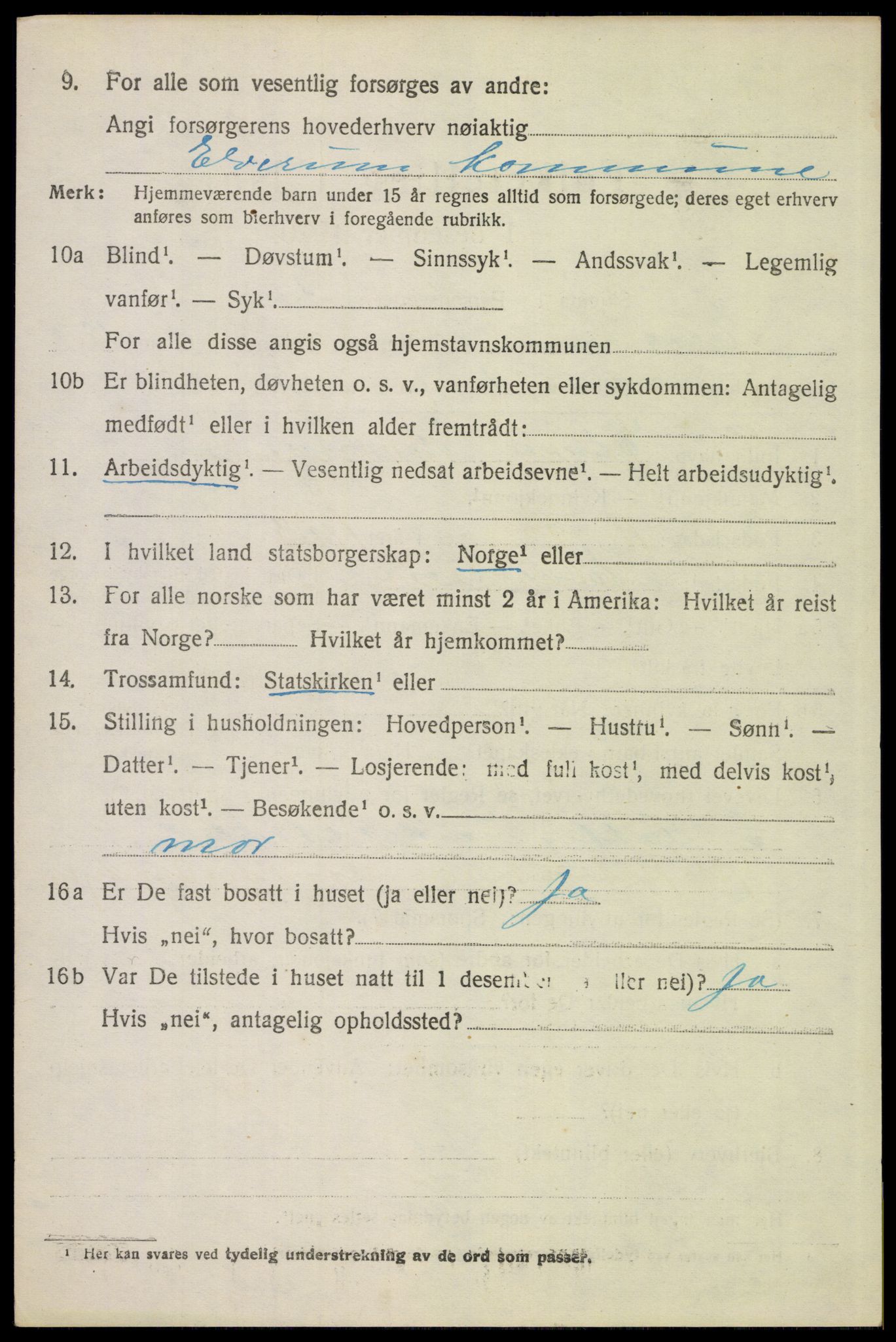 SAH, 1920 census for Elverum, 1920, p. 22091