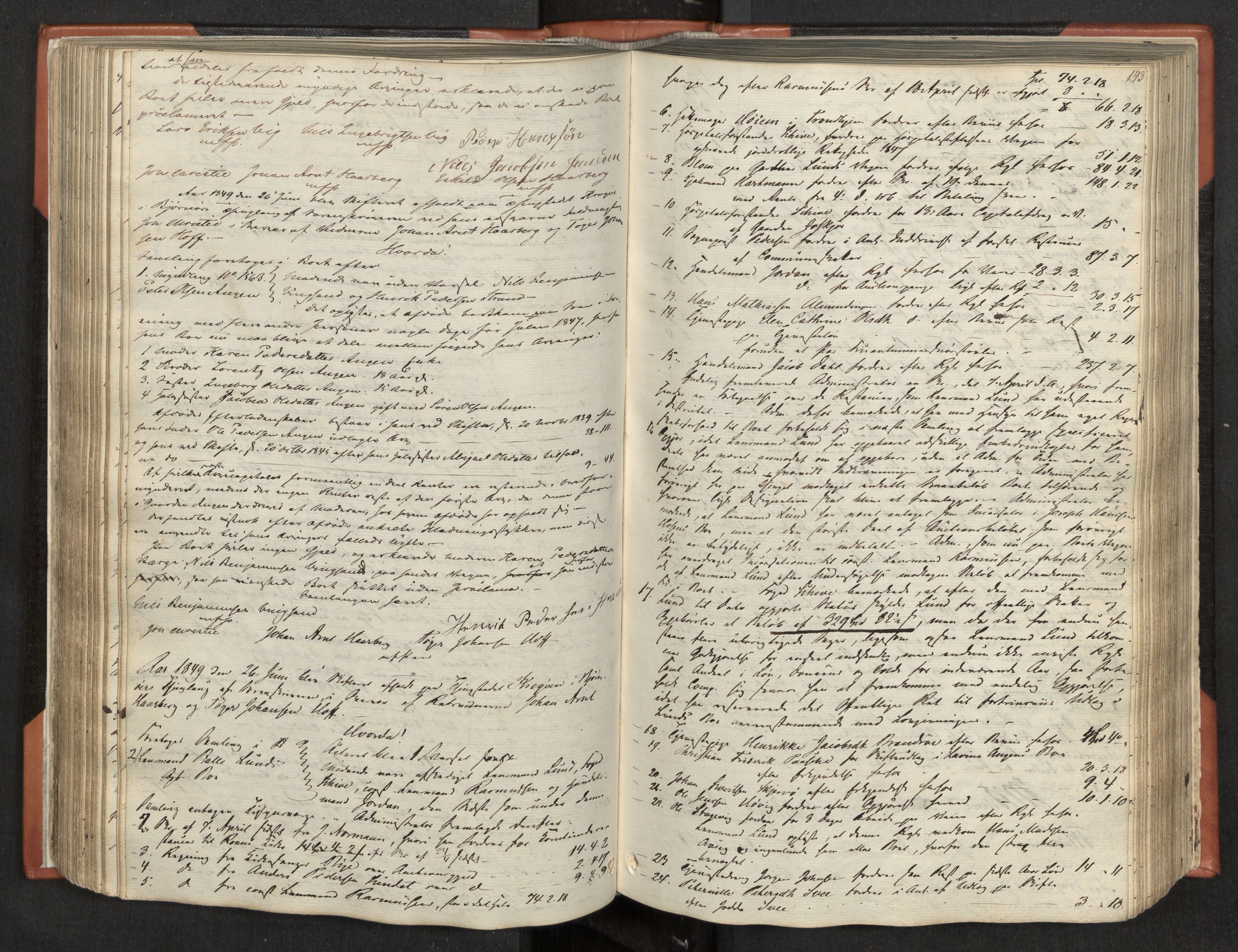 Fosen sorenskriveri, AV/SAT-A-1107/1/3/3B/L0001: Skiftebehandlingsprotokoll, 1845-1858, p. 143