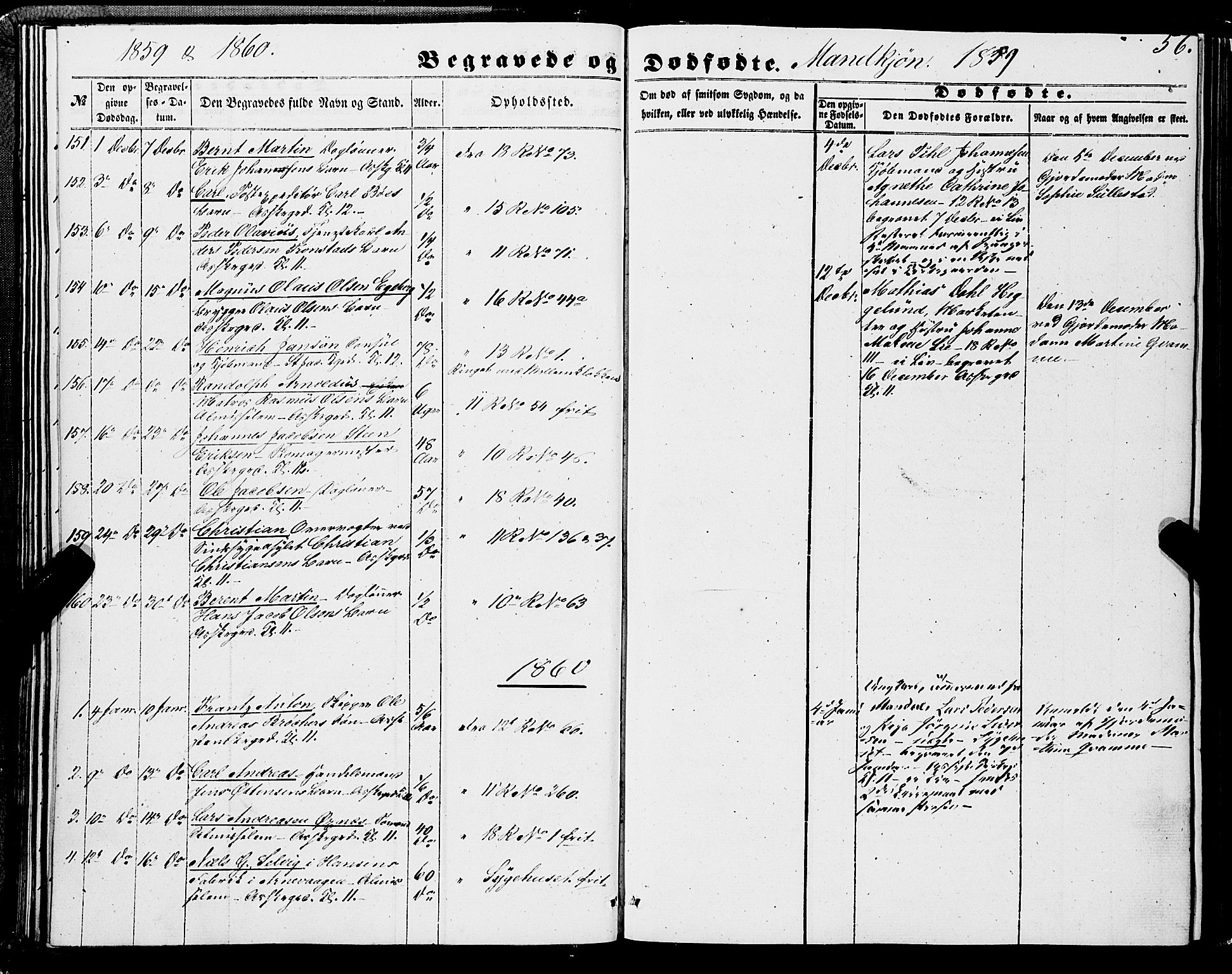 Domkirken sokneprestembete, SAB/A-74801/H/Haa/L0041: Parish register (official) no. E 2, 1853-1863, p. 56