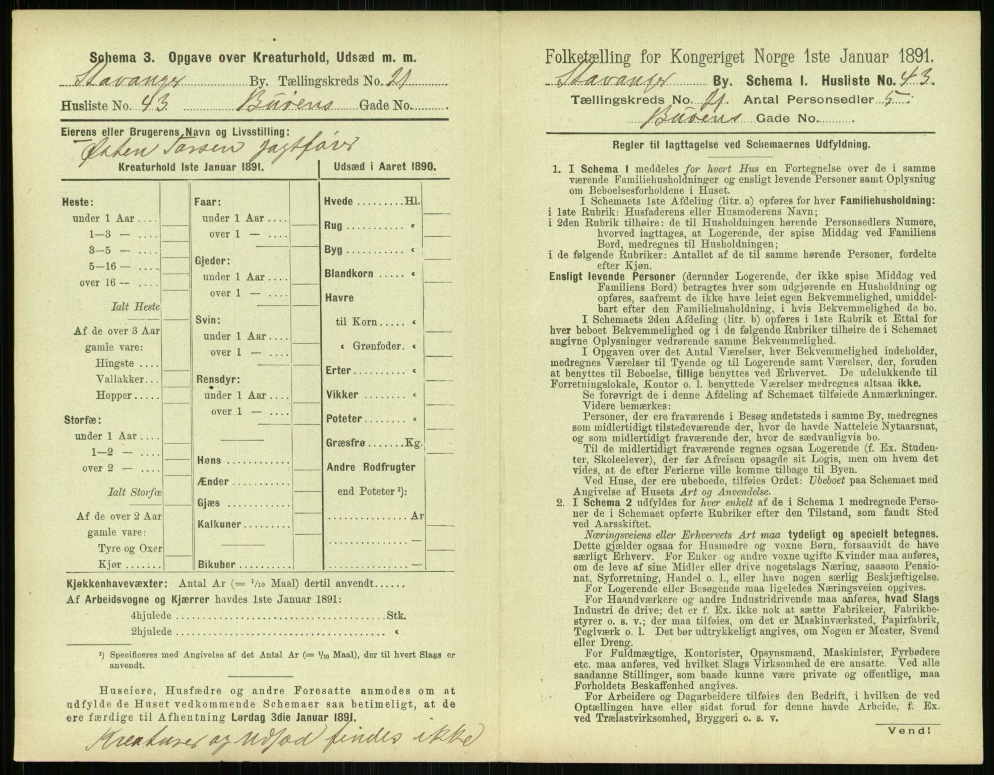 RA, 1891 census for 1103 Stavanger, 1891, p. 4069