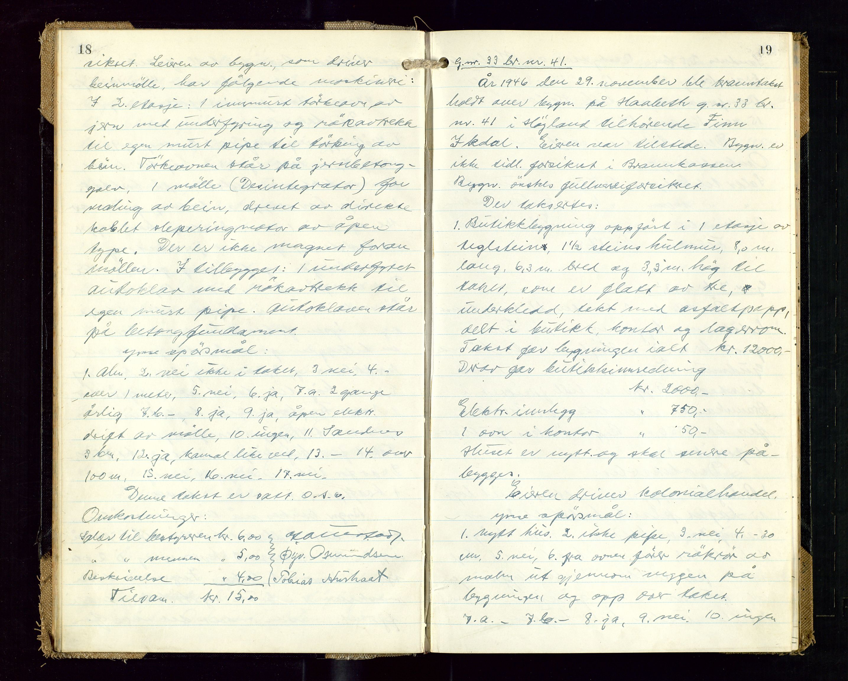 Høyland/Sandnes lensmannskontor, AV/SAST-A-100166/Goa/L0010: "Branntakstprotokoll", 1946-1947, p. 18-19
