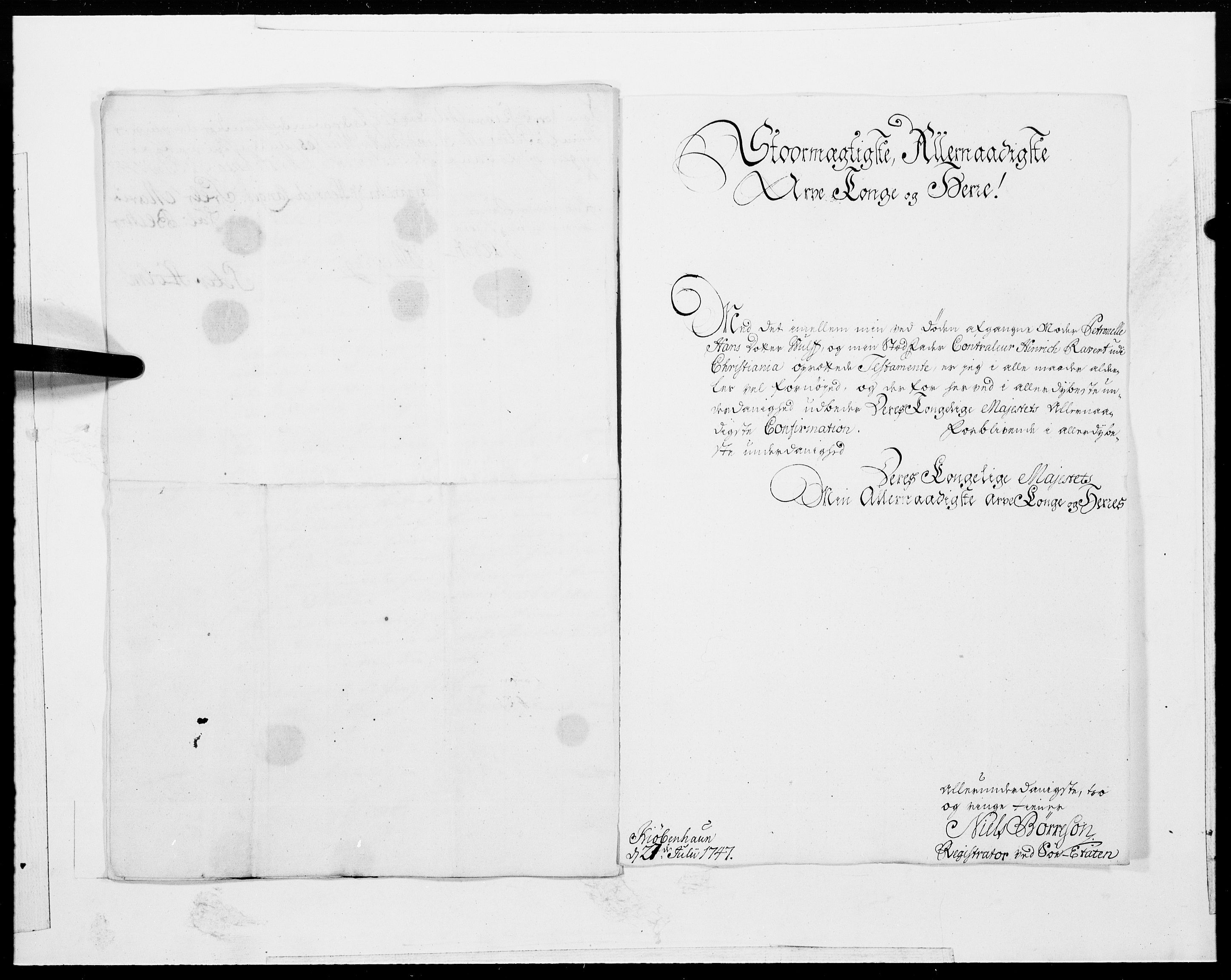 Danske Kanselli 1572-1799, AV/RA-EA-3023/F/Fc/Fcc/Fcca/L0147: Norske innlegg 1572-1799, 1747, p. 257