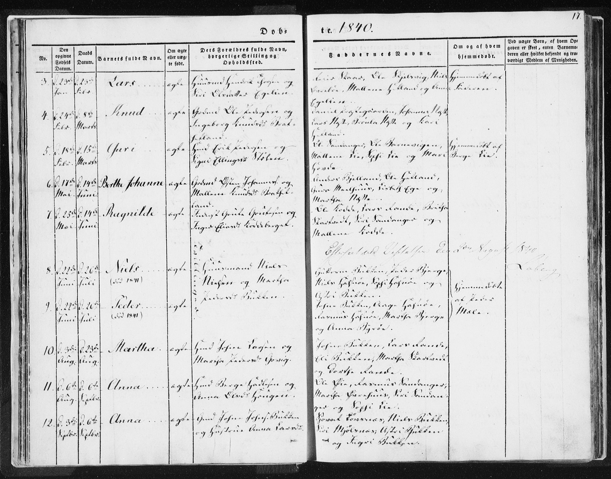 Hjelmeland sokneprestkontor, AV/SAST-A-101843/01/IV/L0007: Parish register (official) no. A 7, 1834-1850, p. 17