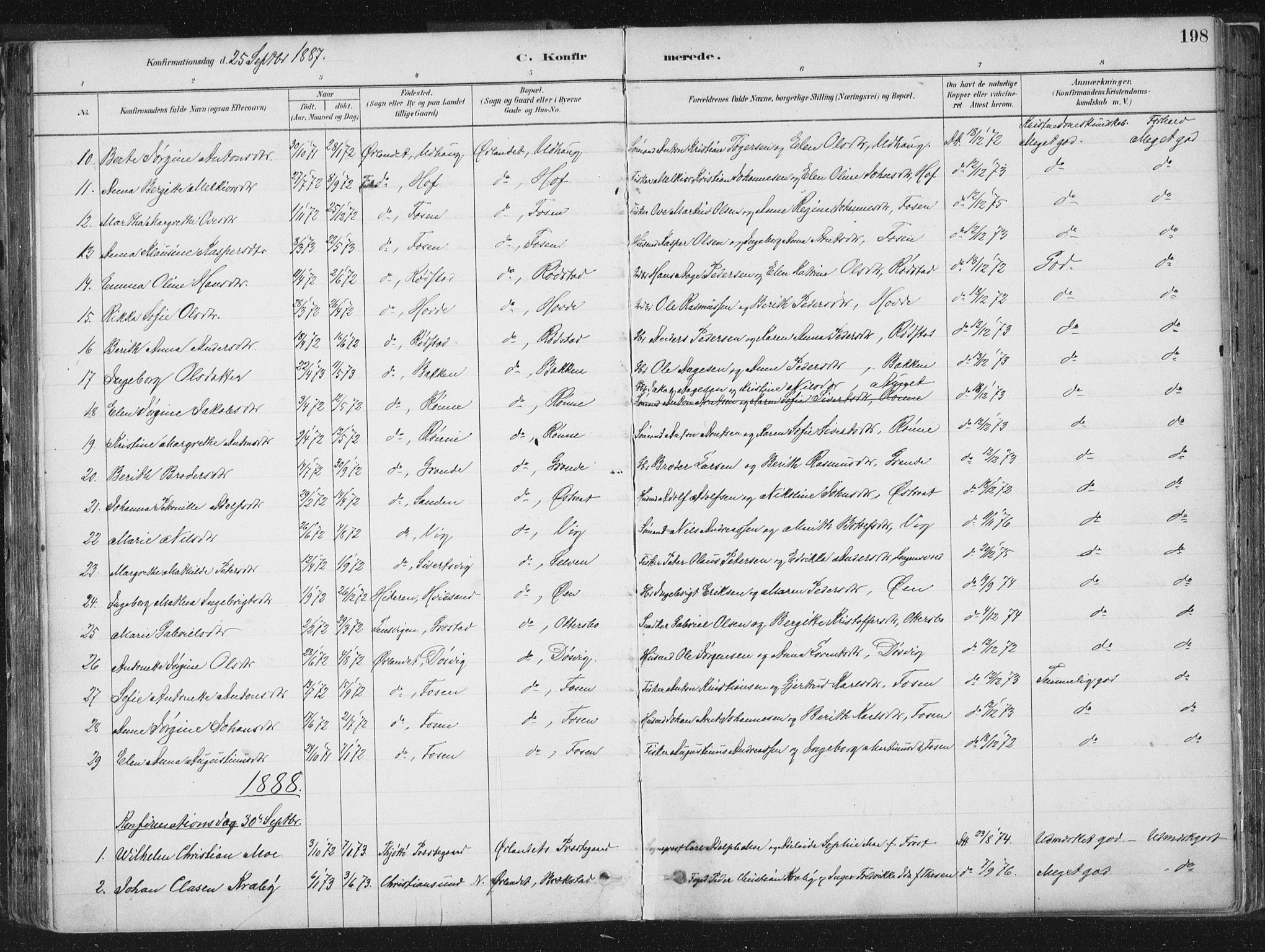 Ministerialprotokoller, klokkerbøker og fødselsregistre - Sør-Trøndelag, AV/SAT-A-1456/659/L0739: Parish register (official) no. 659A09, 1879-1893, p. 198