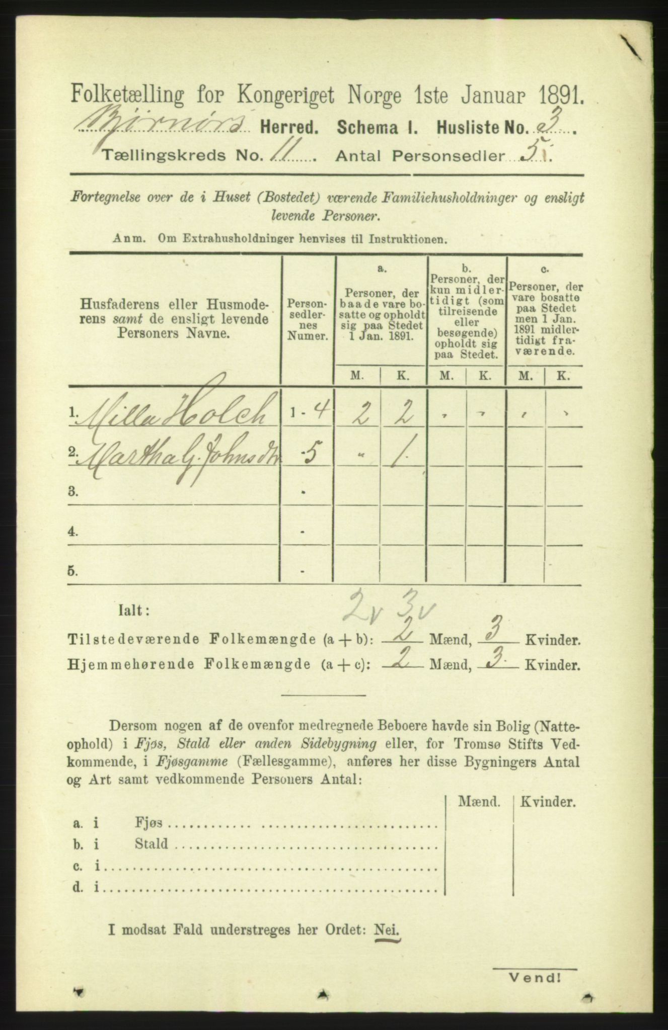 RA, 1891 census for 1632 Bjørnør, 1891, p. 4606