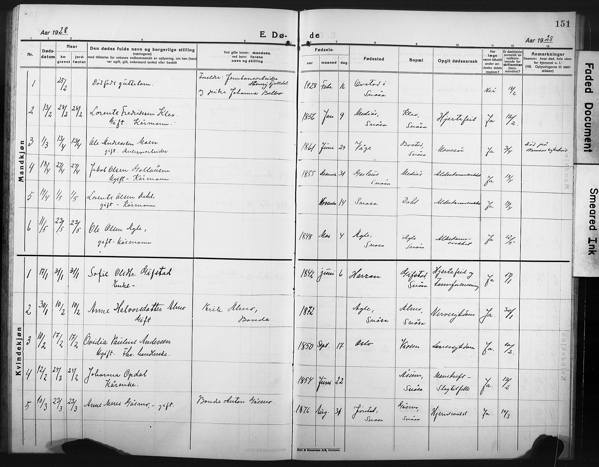 Ministerialprotokoller, klokkerbøker og fødselsregistre - Nord-Trøndelag, SAT/A-1458/749/L0480: Parish register (copy) no. 749C02, 1924-1932, p. 151