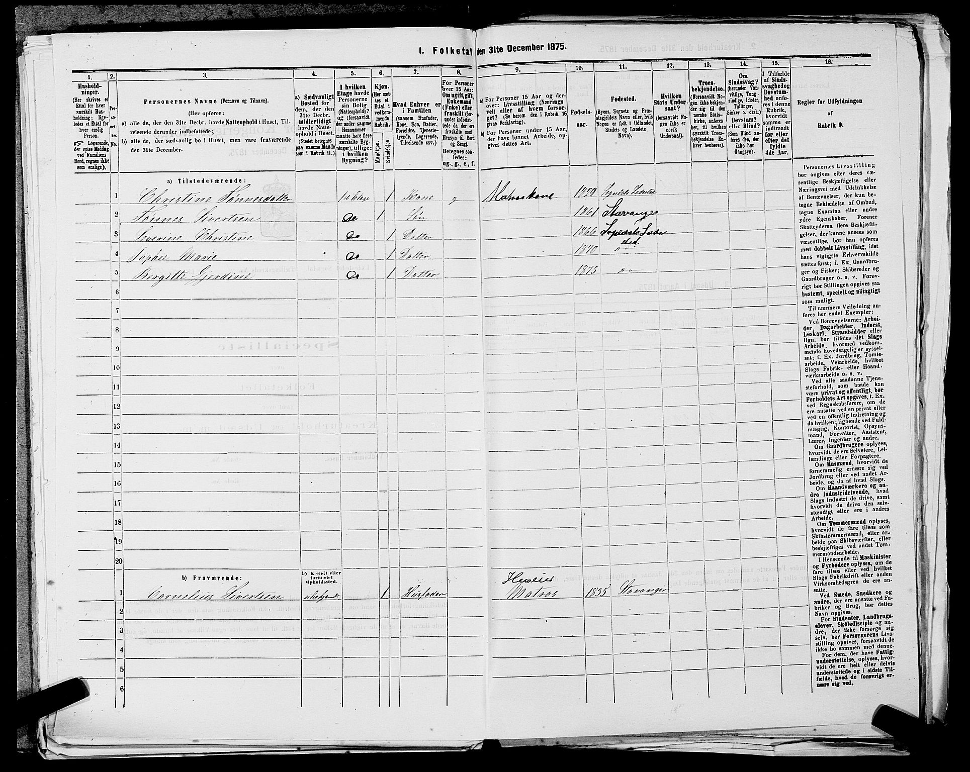 SAST, 1875 census for 1107B Sokndal/Sokndal, 1875, p. 100