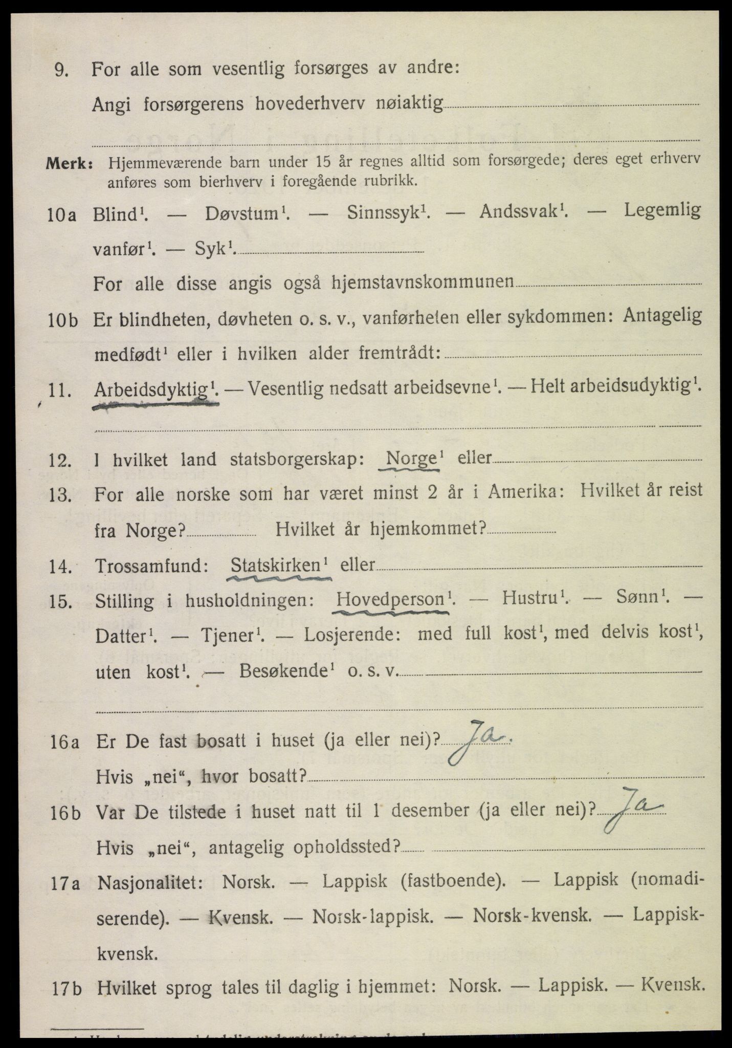 SAT, 1920 census for Kvam, 1920, p. 1836