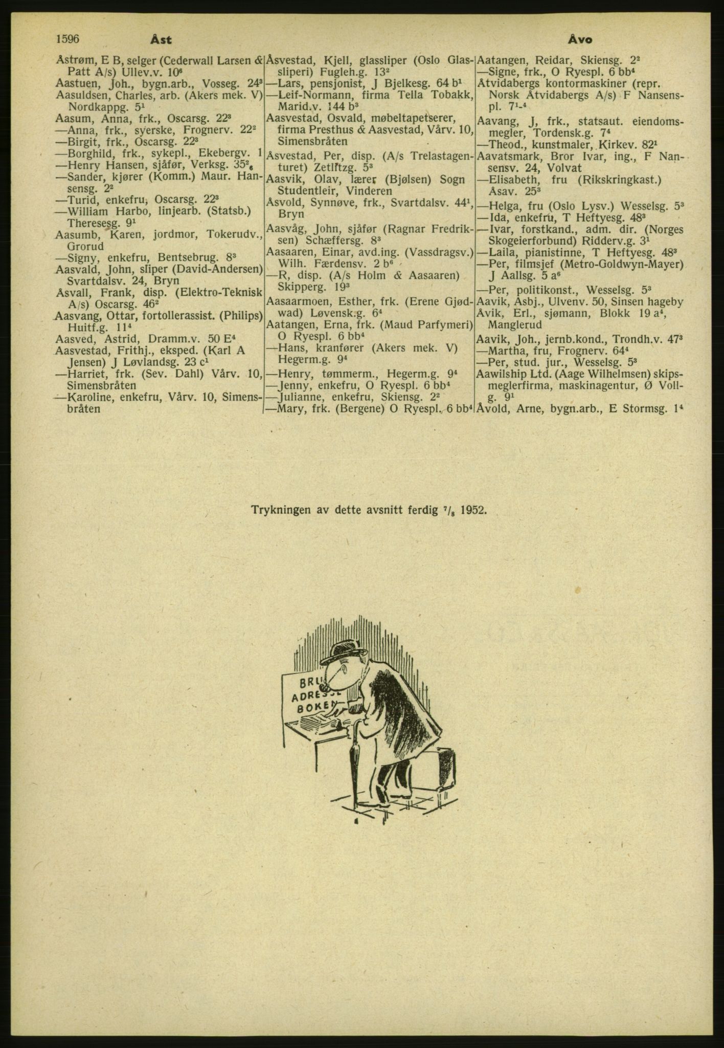 Kristiania/Oslo adressebok, PUBL/-, 1952, p. 1596