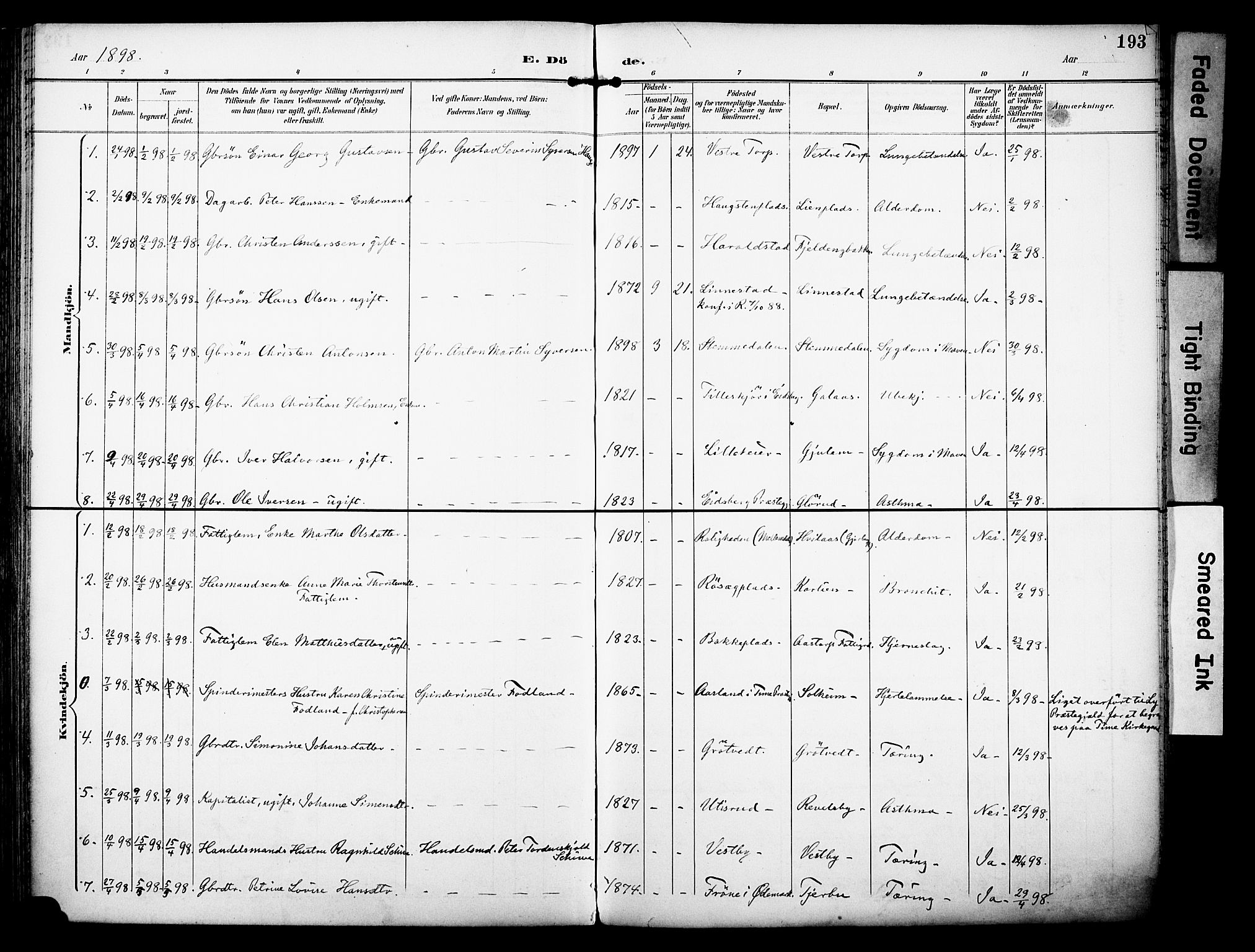 Rakkestad prestekontor Kirkebøker, AV/SAO-A-2008/F/Fa/L0013: Parish register (official) no. I 13, 1894-1908, p. 193