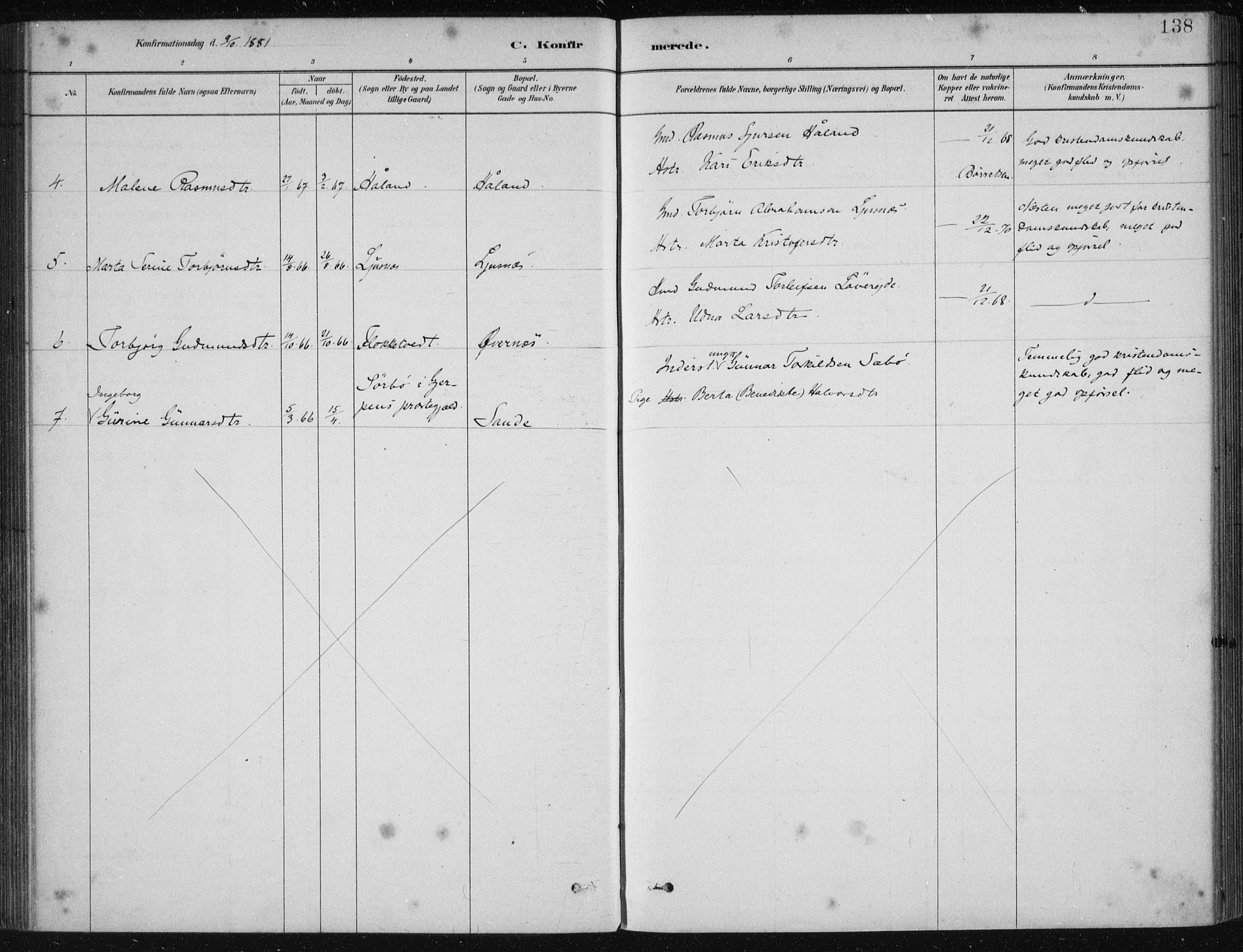 Etne sokneprestembete, SAB/A-75001/H/Haa: Parish register (official) no. D  1, 1879-1919, p. 138