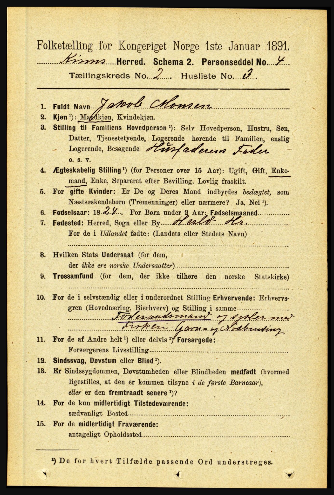 RA, 1891 census for 1437 Kinn, 1891, p. 550