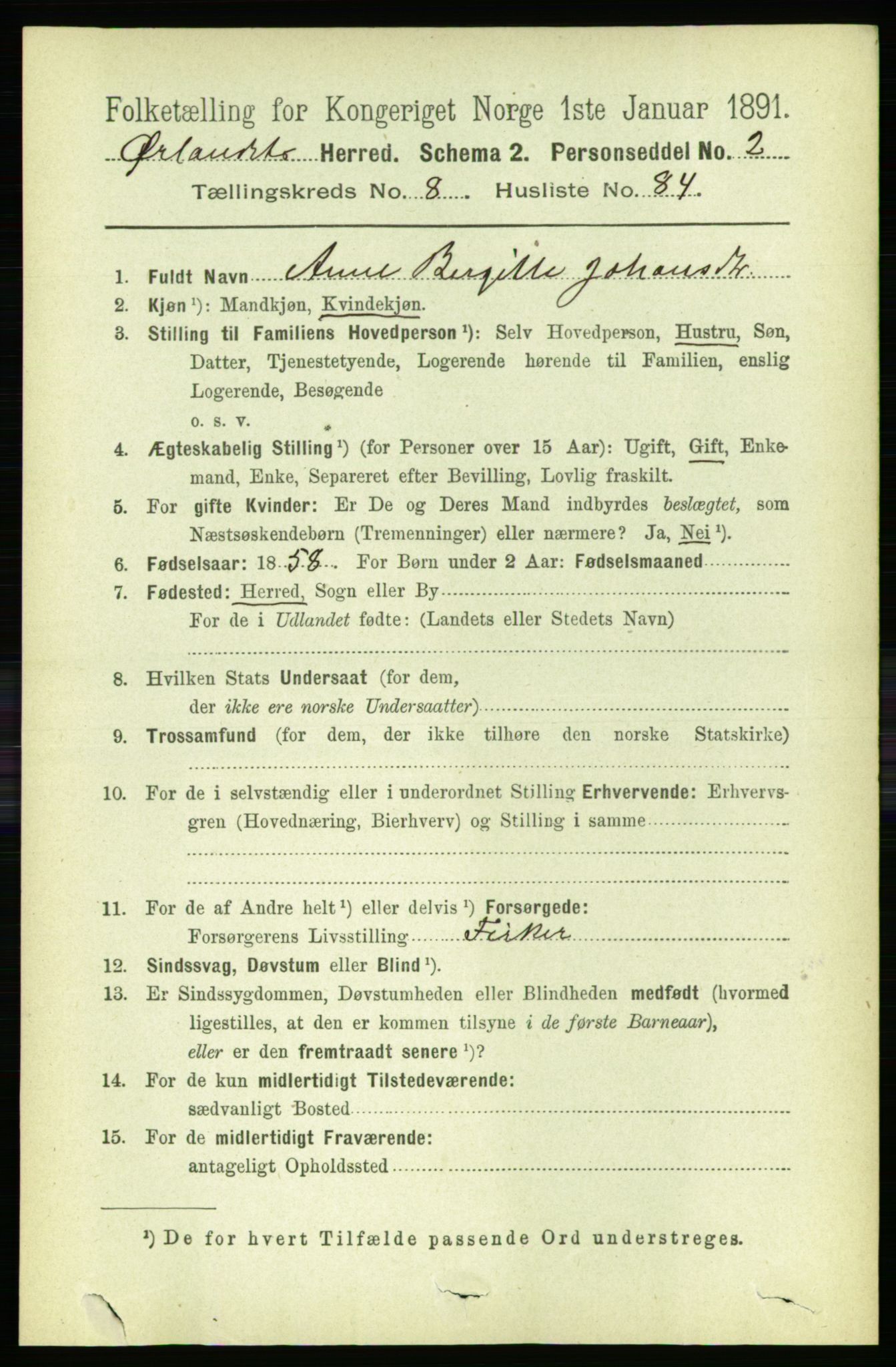 RA, 1891 census for 1621 Ørland, 1891, p. 3735