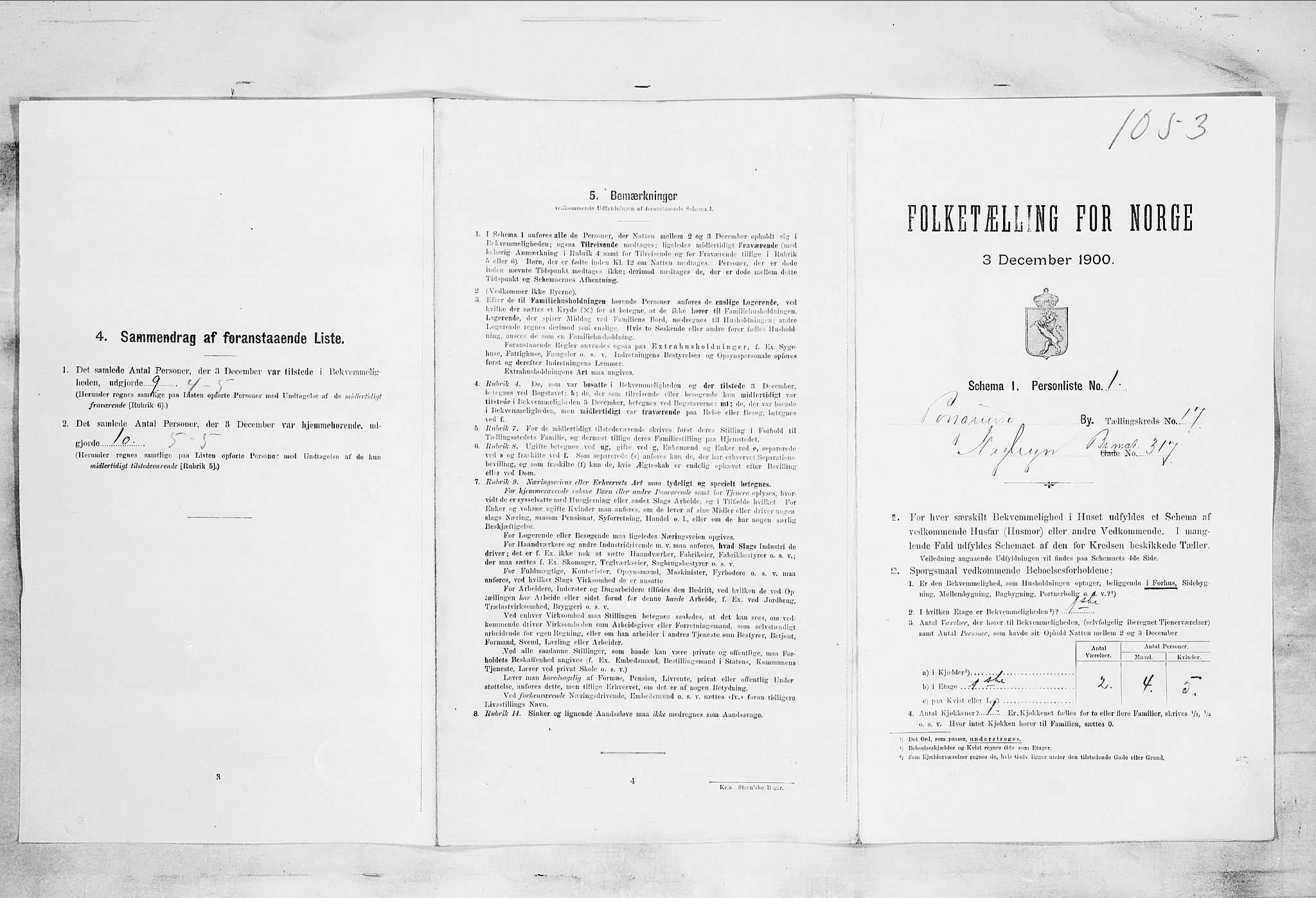 SAKO, 1900 census for Porsgrunn, 1900, p. 3316