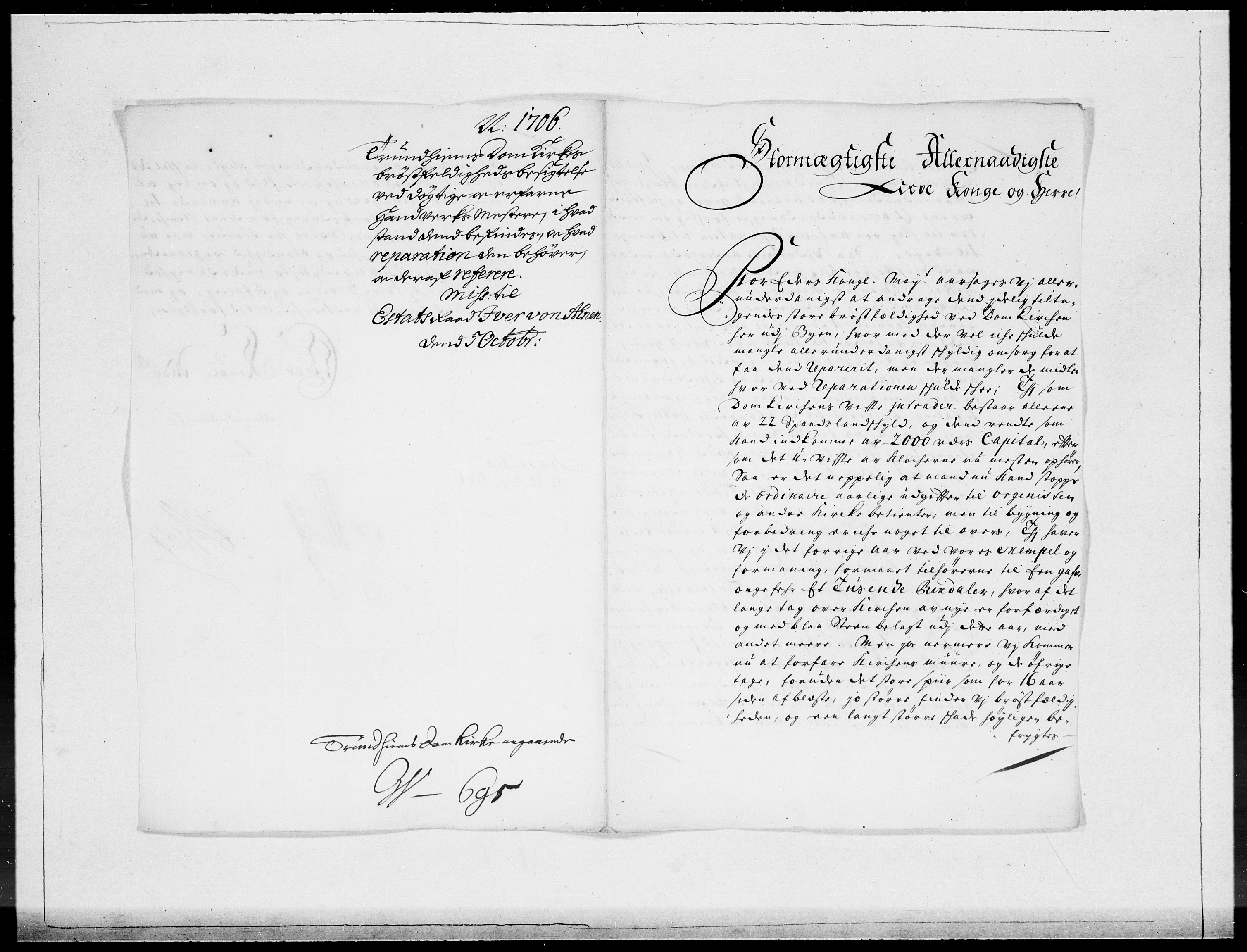 Danske Kanselli 1572-1799, AV/RA-EA-3023/F/Fc/Fcc/Fcca/L0060: Norske innlegg 1572-1799, Mgl. nov.-des., 1706, p. 574