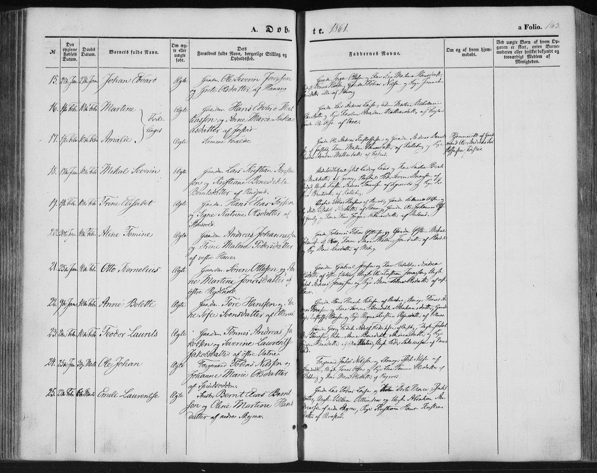 Lista sokneprestkontor, AV/SAK-1111-0027/F/Fa/L0010: Parish register (official) no. A 10, 1846-1861, p. 163