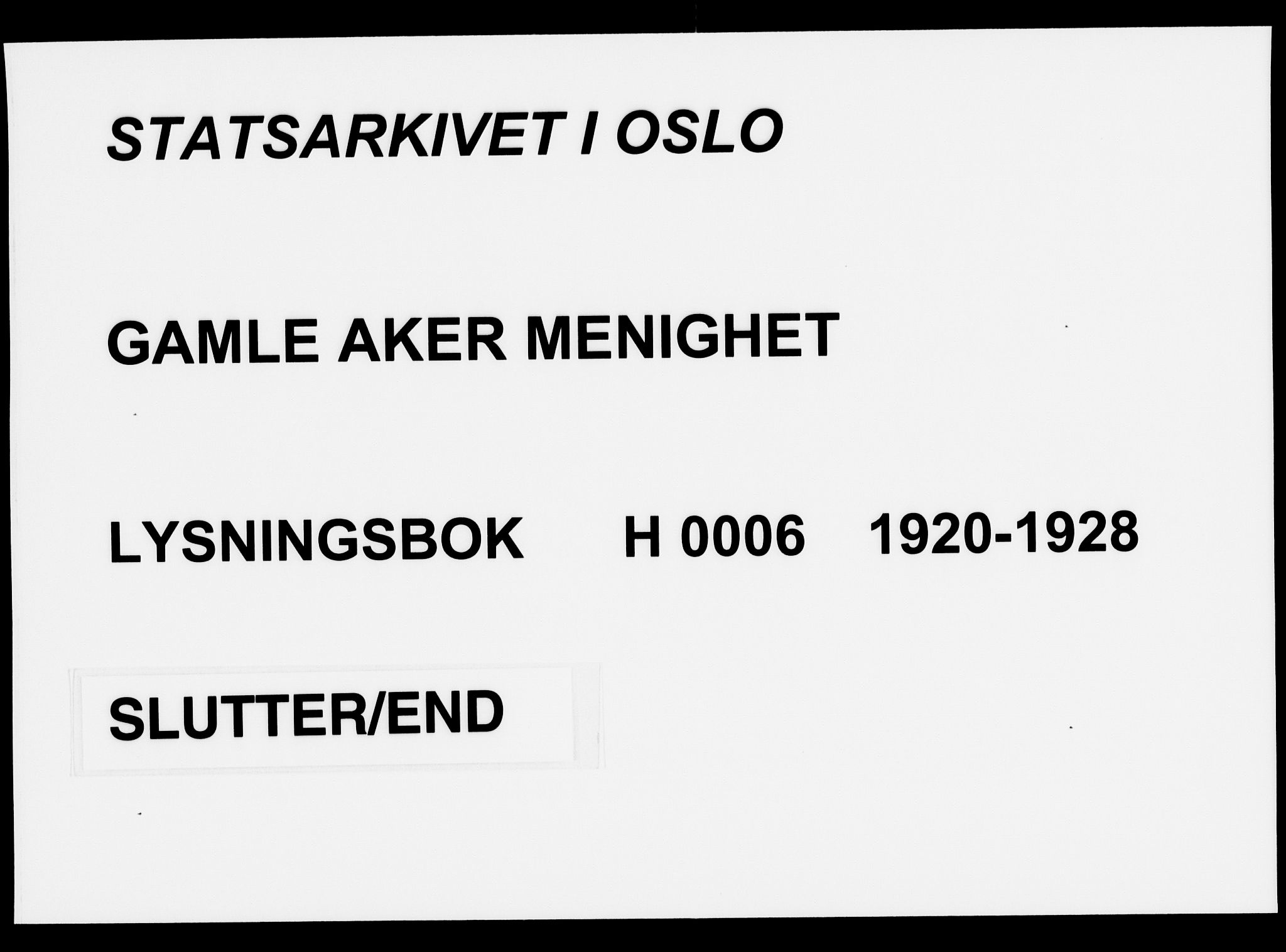 Gamle Aker prestekontor Kirkebøker, AV/SAO-A-10617a/H/L0006: Banns register no. 6, 1920-1928