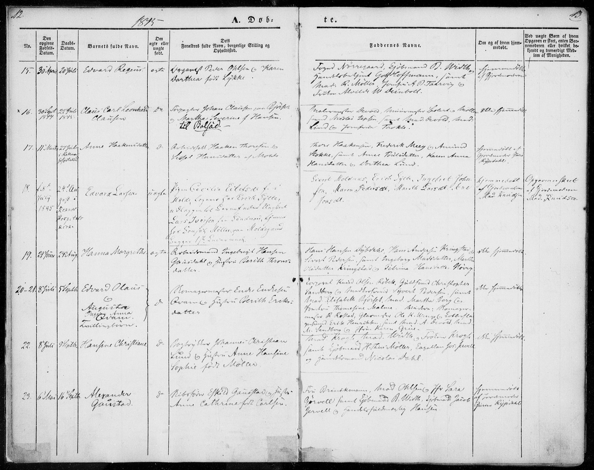 Ministerialprotokoller, klokkerbøker og fødselsregistre - Møre og Romsdal, AV/SAT-A-1454/558/L0689: Parish register (official) no. 558A03, 1843-1872, p. 12-13