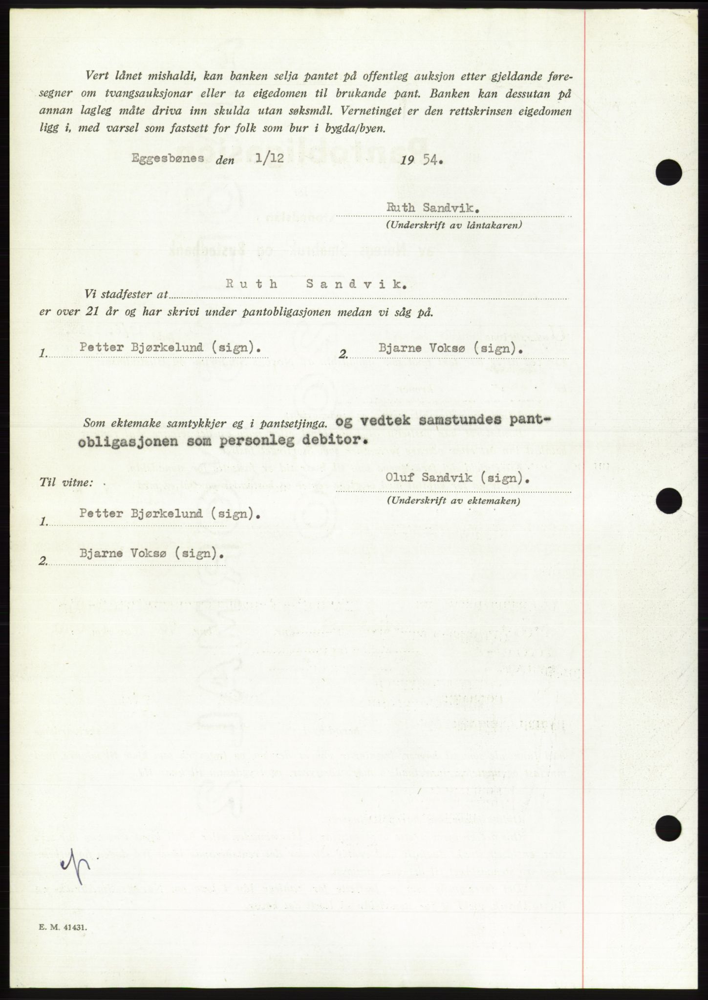 Søre Sunnmøre sorenskriveri, AV/SAT-A-4122/1/2/2C/L0126: Mortgage book no. 14B, 1954-1955, Diary no: : 3231/1954