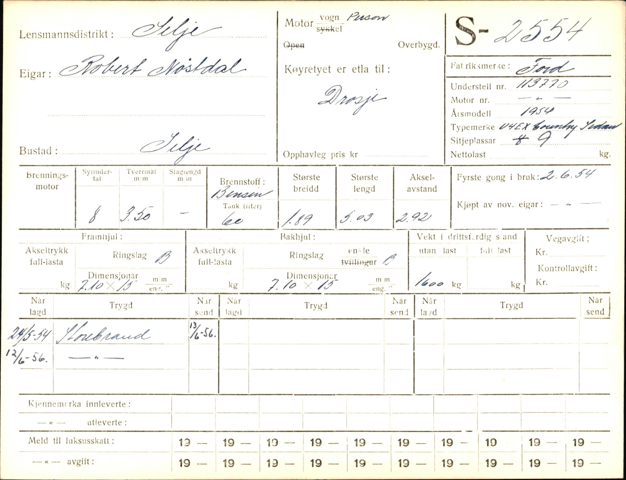 Statens vegvesen, Sogn og Fjordane vegkontor, AV/SAB-A-5301/4/F/L0004: Registerkort utmeldte Fjordane S2500-2700, S7200-7899, 1930-1961, p. 77