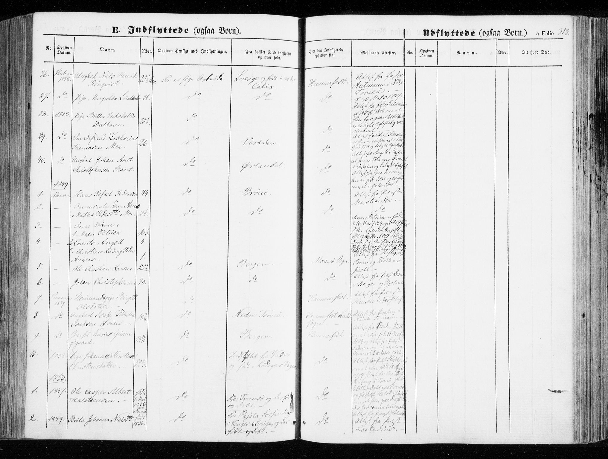 Hammerfest sokneprestkontor, SATØ/S-1347/H/Ha/L0004.kirke: Parish register (official) no. 4, 1843-1856, p. 313