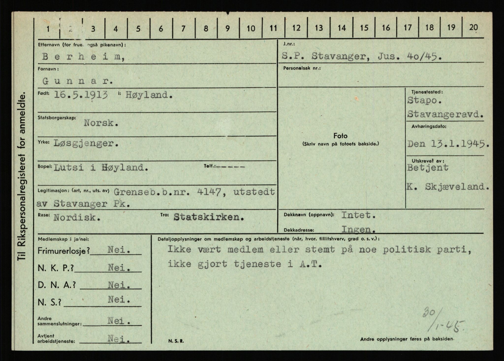 Statspolitiet - Hovedkontoret / Osloavdelingen, AV/RA-S-1329/C/Ca/L0002: Arneberg - Brand, 1943-1945, p. 2923