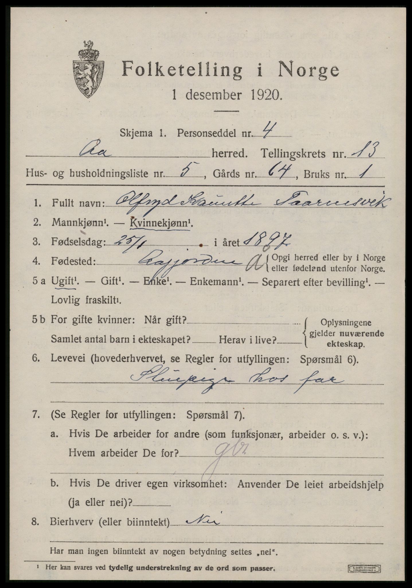 SAT, 1920 census for Å, 1920, p. 5540