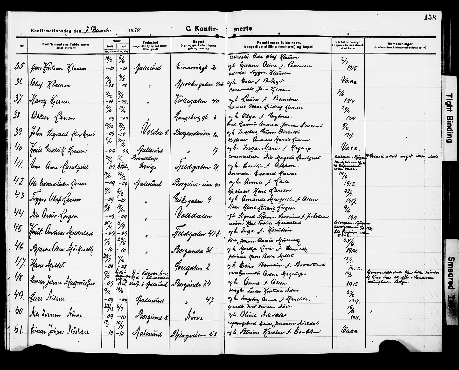 Ministerialprotokoller, klokkerbøker og fødselsregistre - Møre og Romsdal, AV/SAT-A-1454/529/L0472: Parish register (copy) no. 529C09, 1917-1929, p. 158