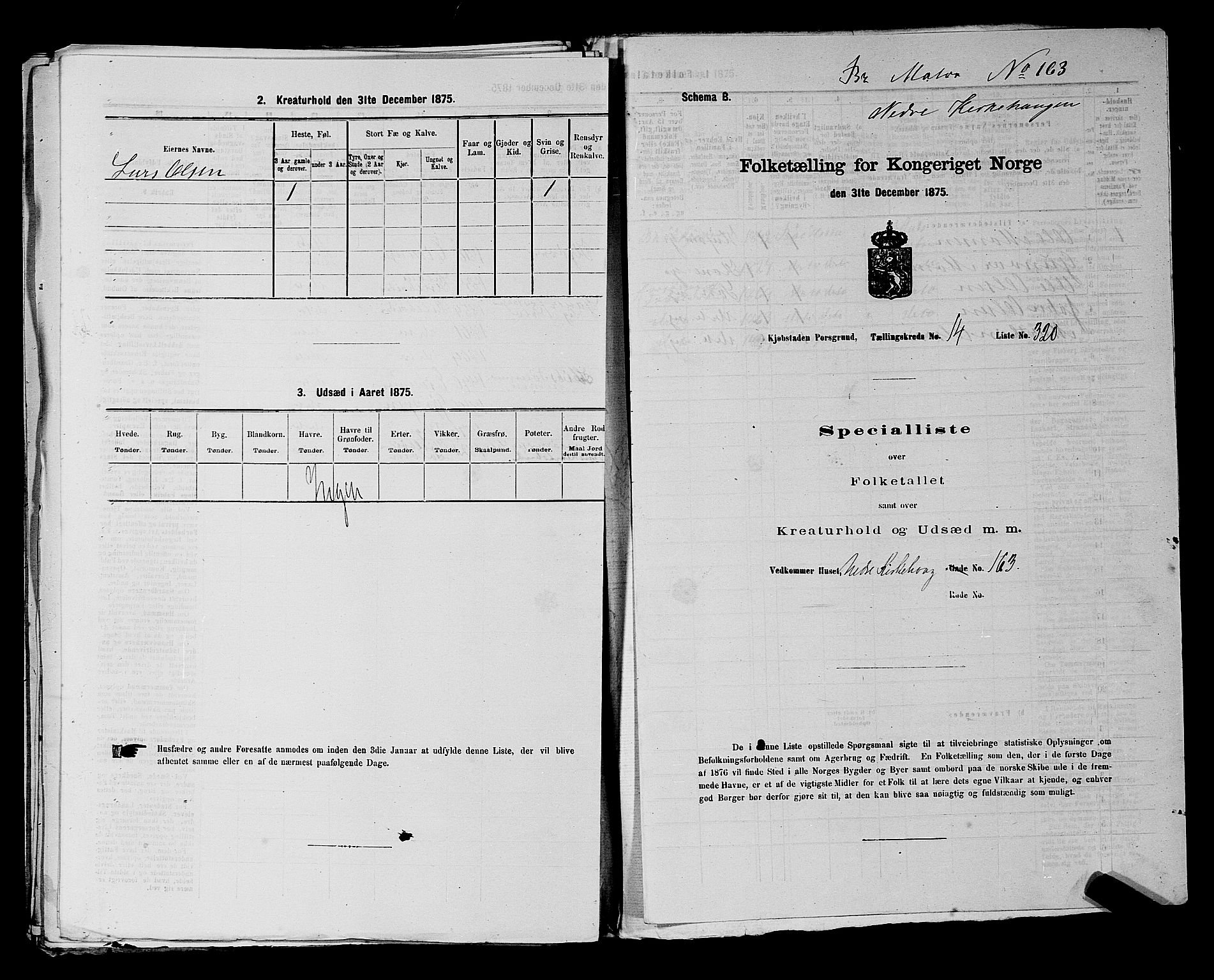 SAKO, 1875 census for 0805P Porsgrunn, 1875, p. 727