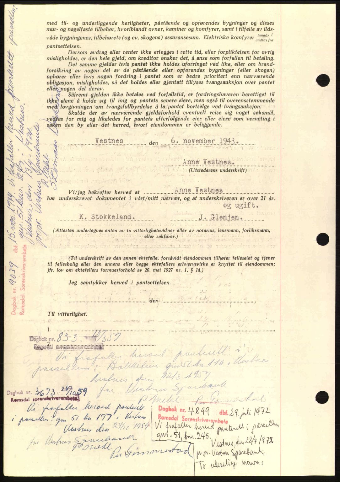 Romsdal sorenskriveri, AV/SAT-A-4149/1/2/2C: Mortgage book no. B2, 1939-1945, Diary no: : 2051/1943