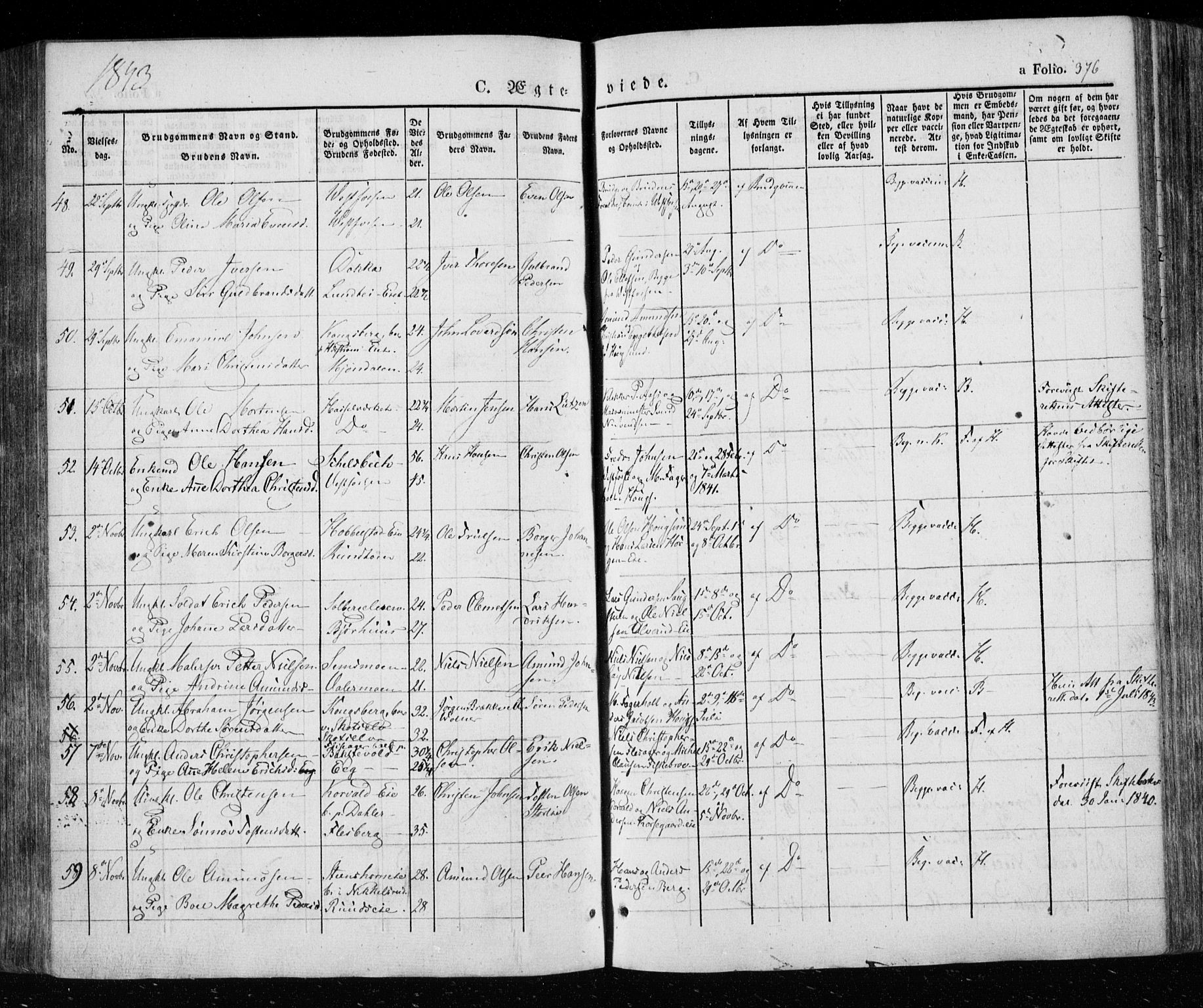 Eiker kirkebøker, AV/SAKO-A-4/F/Fa/L0013a: Parish register (official) no. I 13A, 1832-1845, p. 376