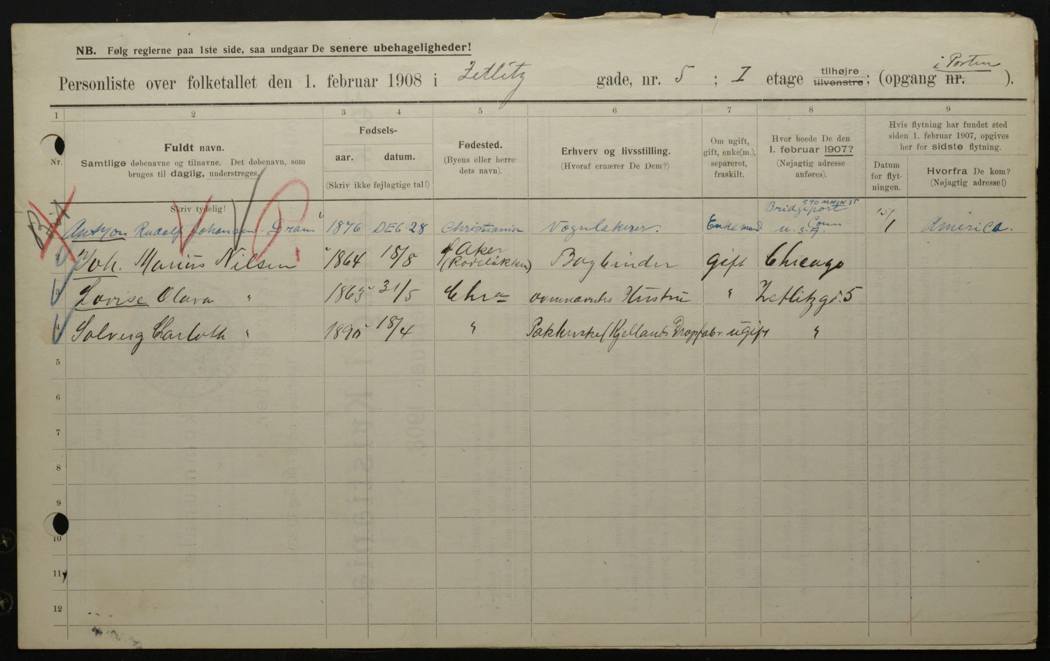 OBA, Municipal Census 1908 for Kristiania, 1908, p. 115569