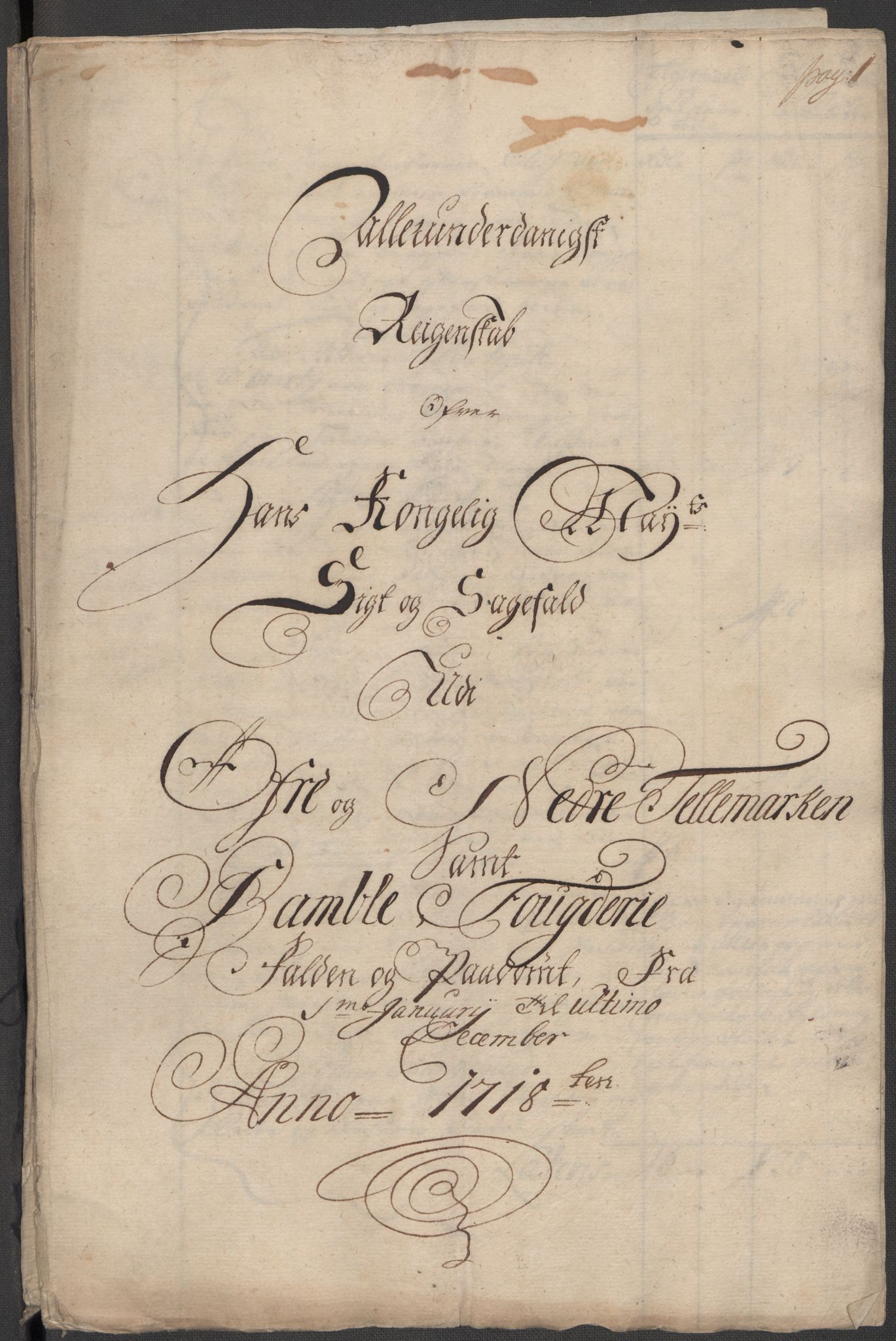 Rentekammeret inntil 1814, Reviderte regnskaper, Fogderegnskap, AV/RA-EA-4092/R36/L2130: Fogderegnskap Øvre og Nedre Telemark og Bamble, 1718, p. 206